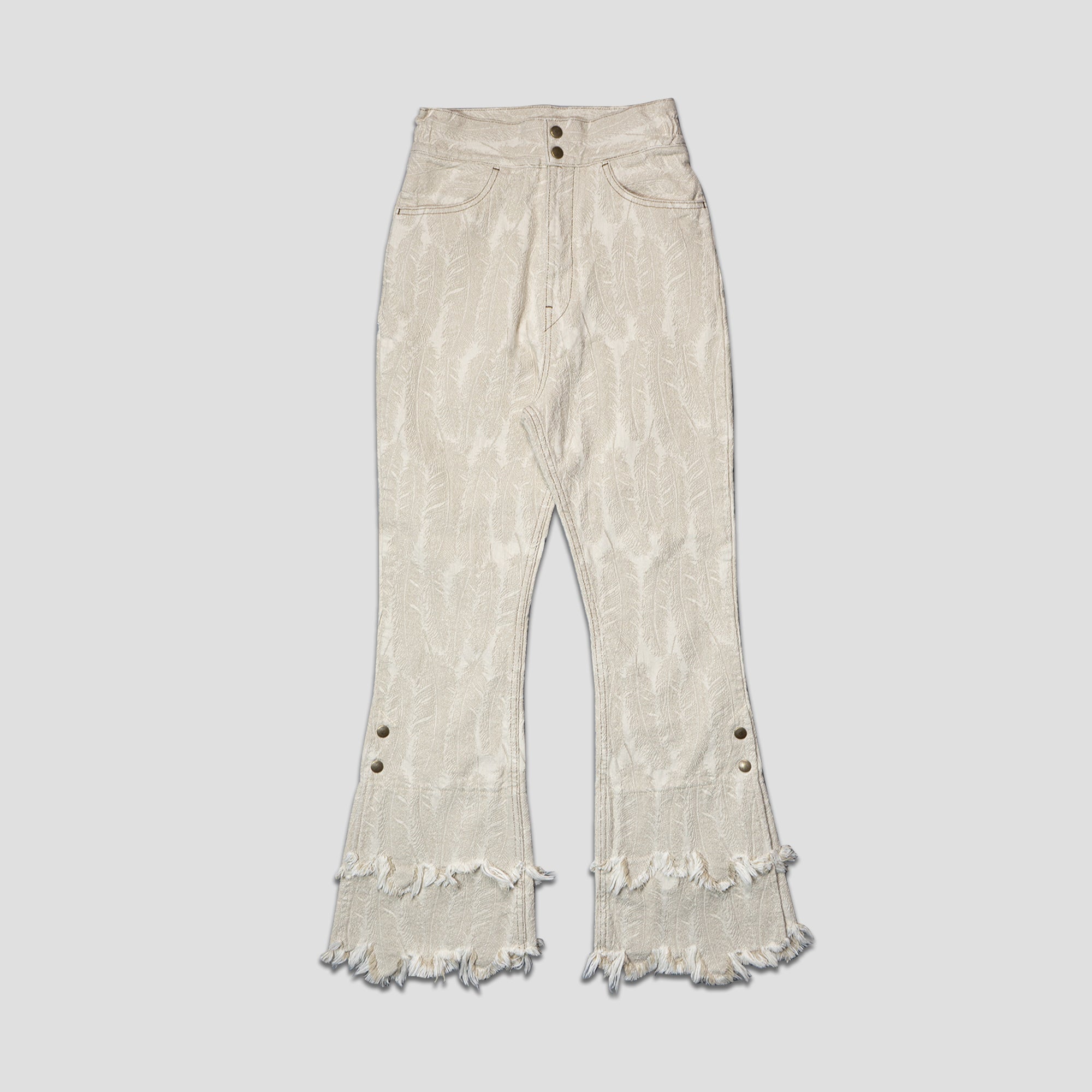 14oz FEATHER WHITE DENIM FLARE PANTS