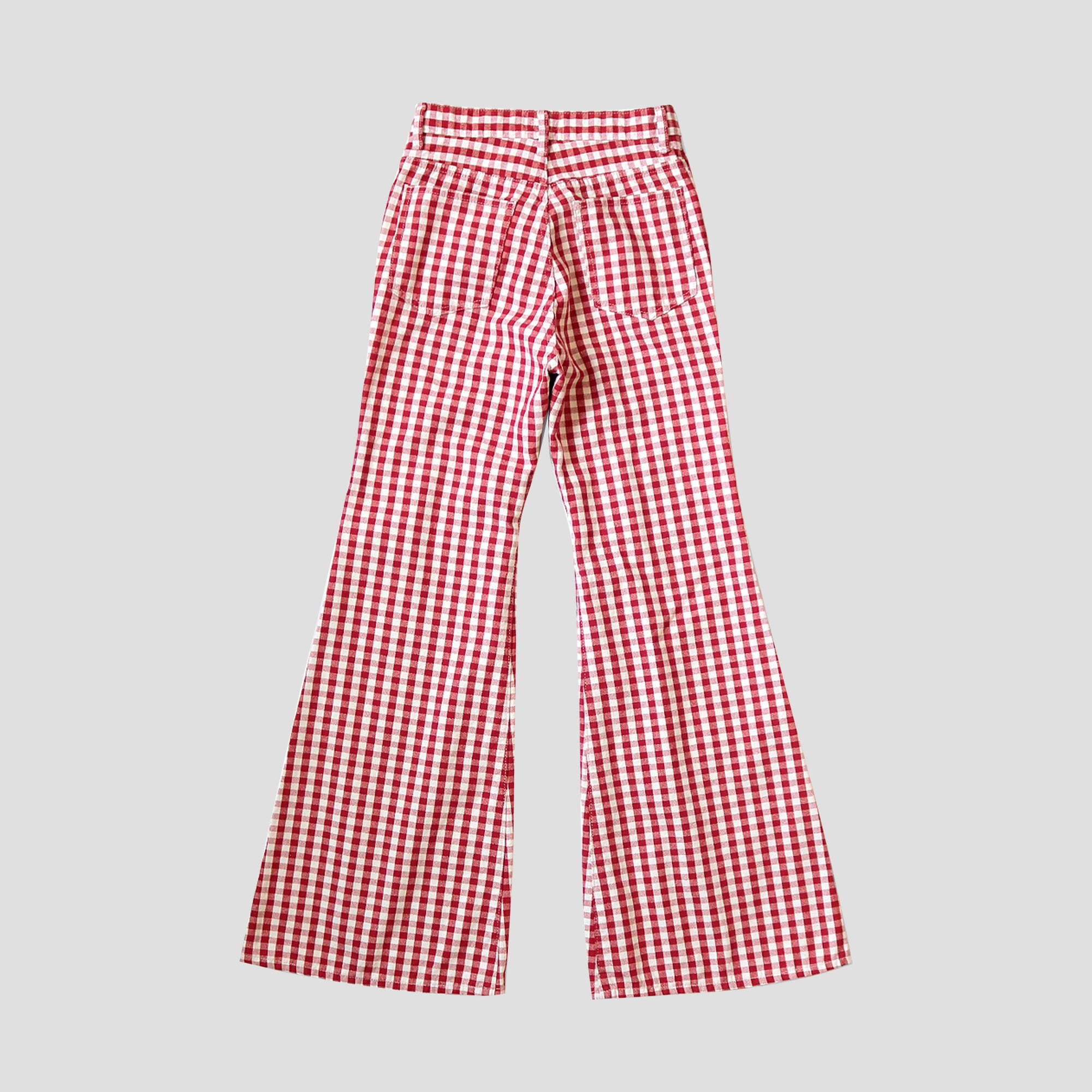 CANVAS GINGHAM CHECK 5P WINDOWPANE FLARE PANTS LADIES