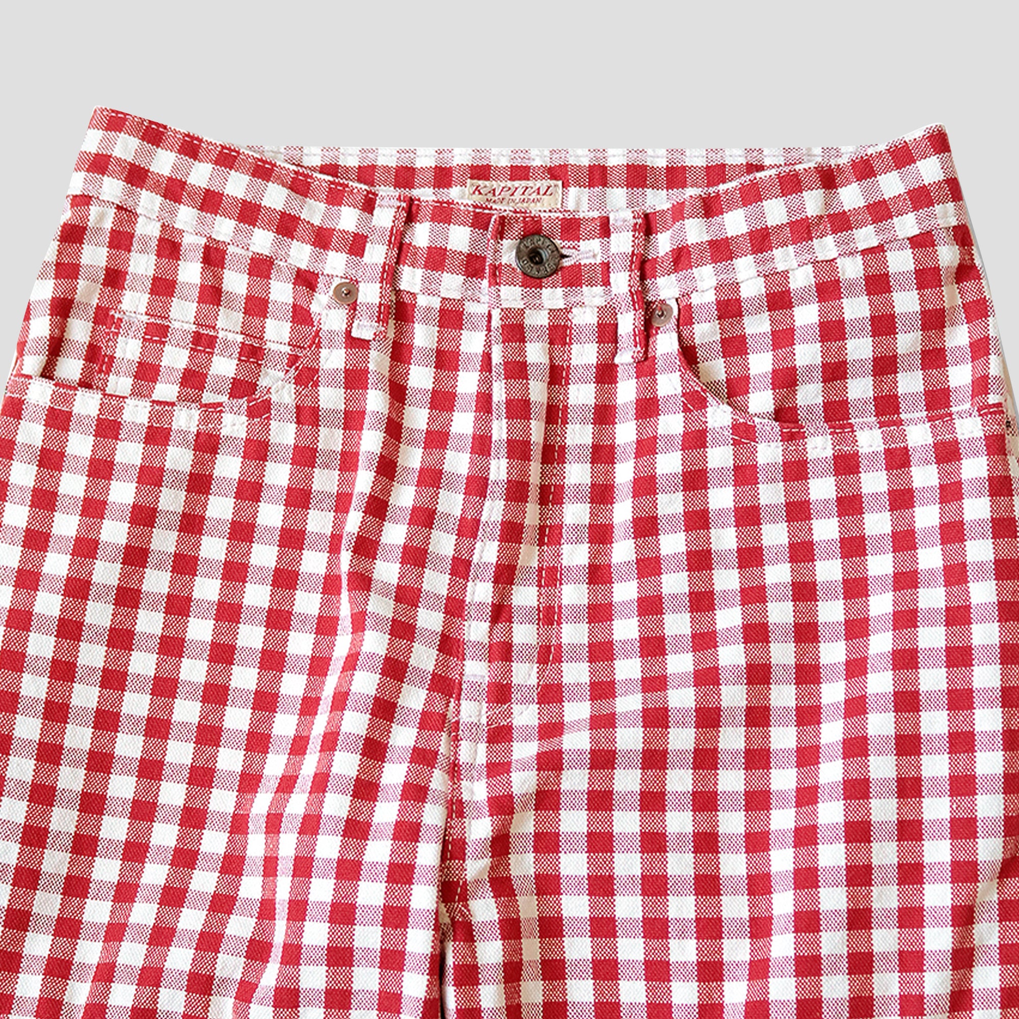 CANVAS GINGHAM CHECK 5P WINDOWPANE FLARE PANTS LADIES