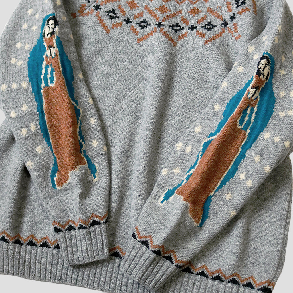 KAPITAL - 5G WOOL ELBOW VIRGIN MARY NORDIC SWEATER