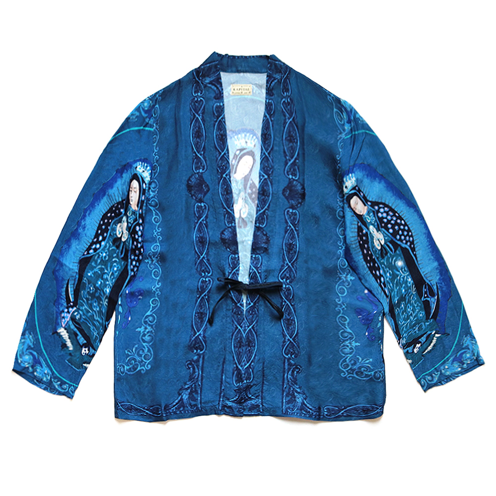 KAPITAL - RAYON VIRGIN MARY KIMONO SHIRT - TURQUOISE at