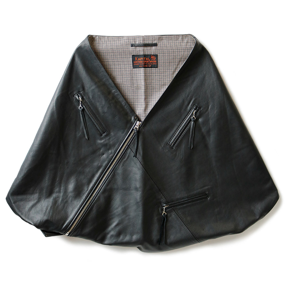 LEATHER RIDERS MINI PANCHO - BLACK