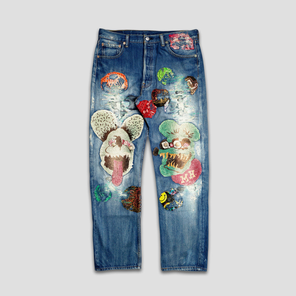 PSYCHEDELIC RAT EMBROIDERY JEANS