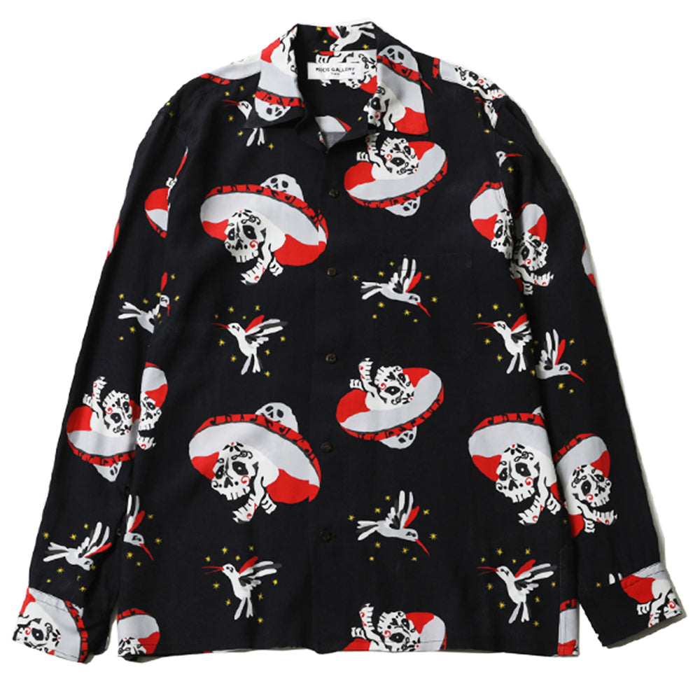 RUDE GALLERY - MARIACHI SKULL RAYON L/S SHIRT - BLACK at