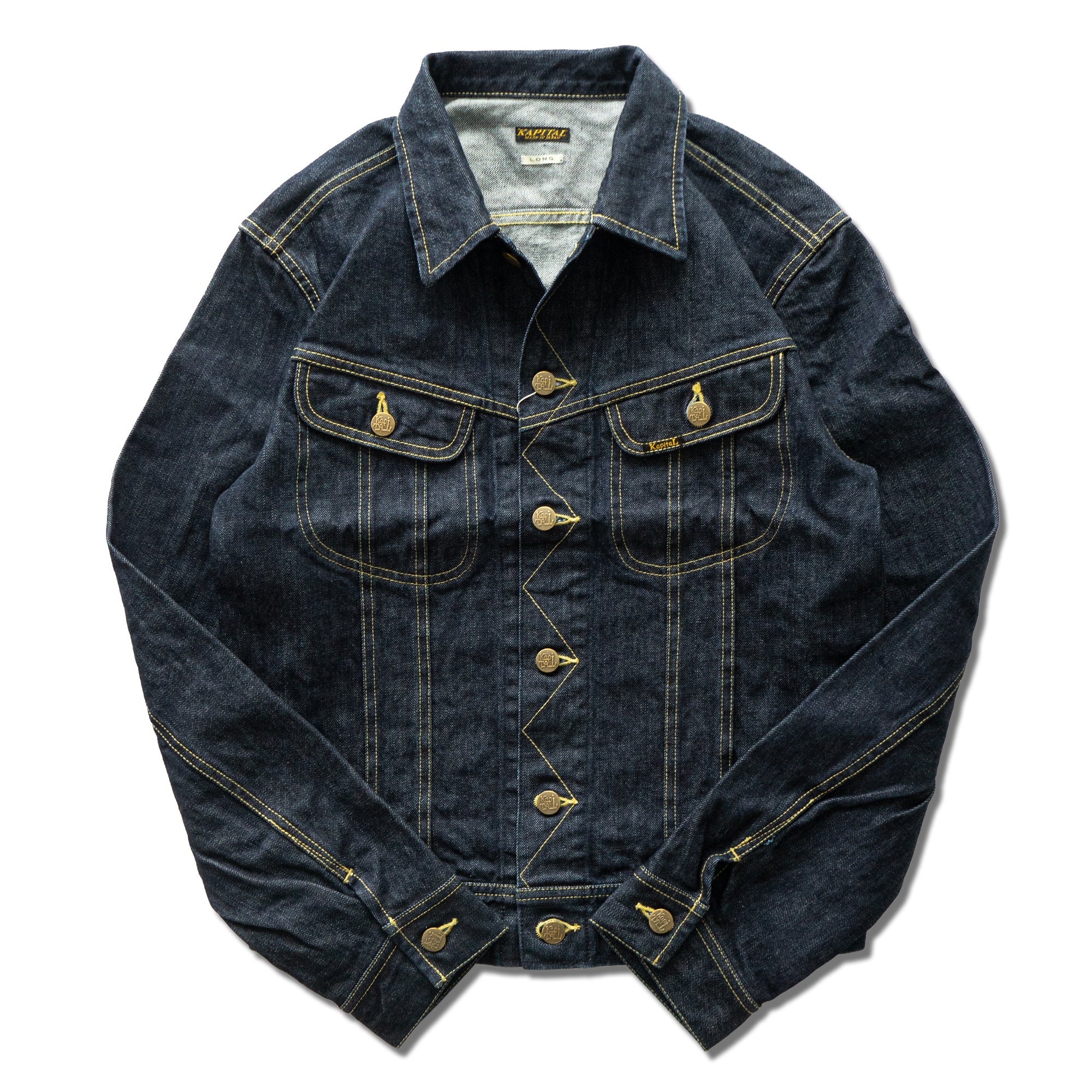 KAPITAL - 14oz DENIM WESTERNER (LONG) - ONEWASH at