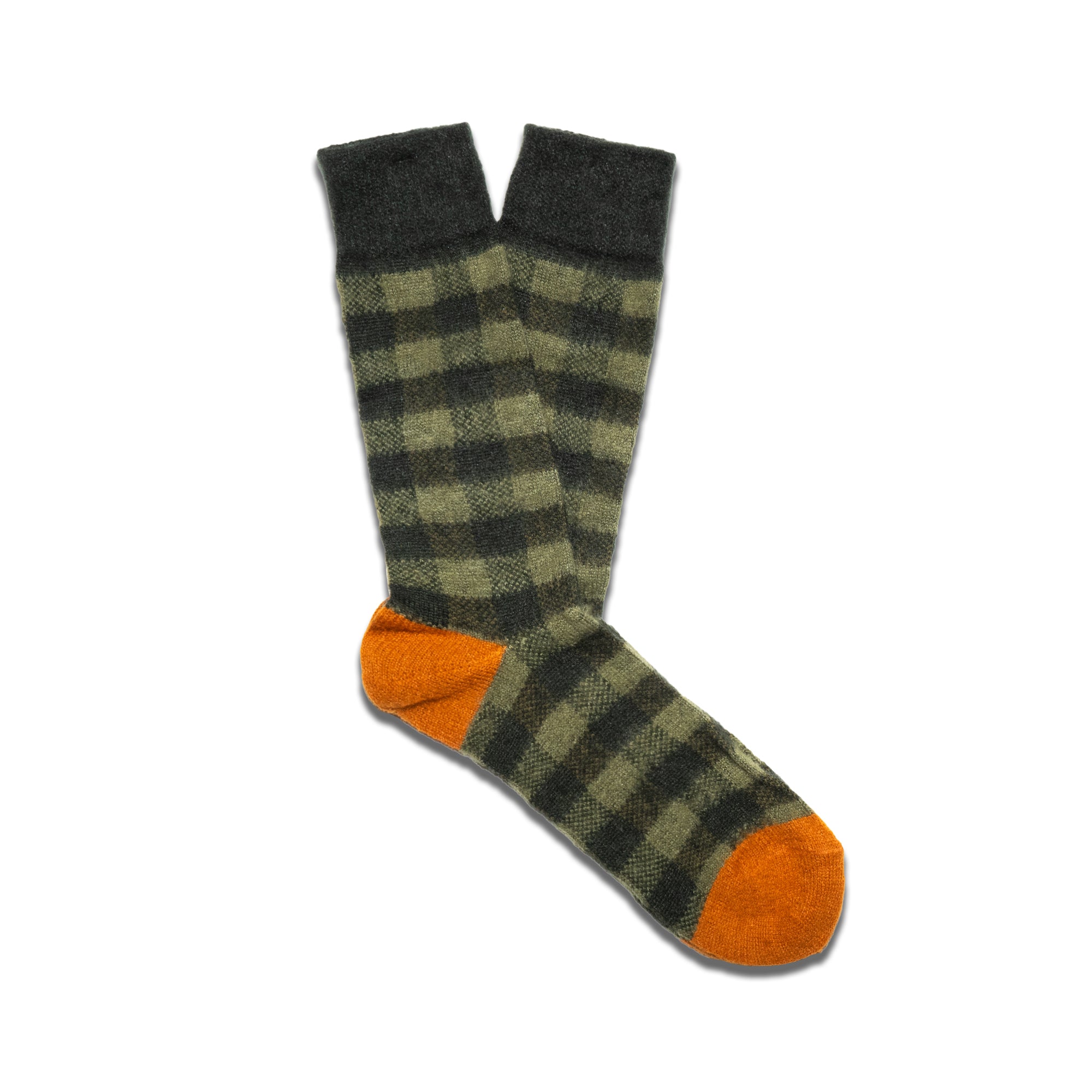 BUFFALO CHECK CREW SOCKS - OLIVE