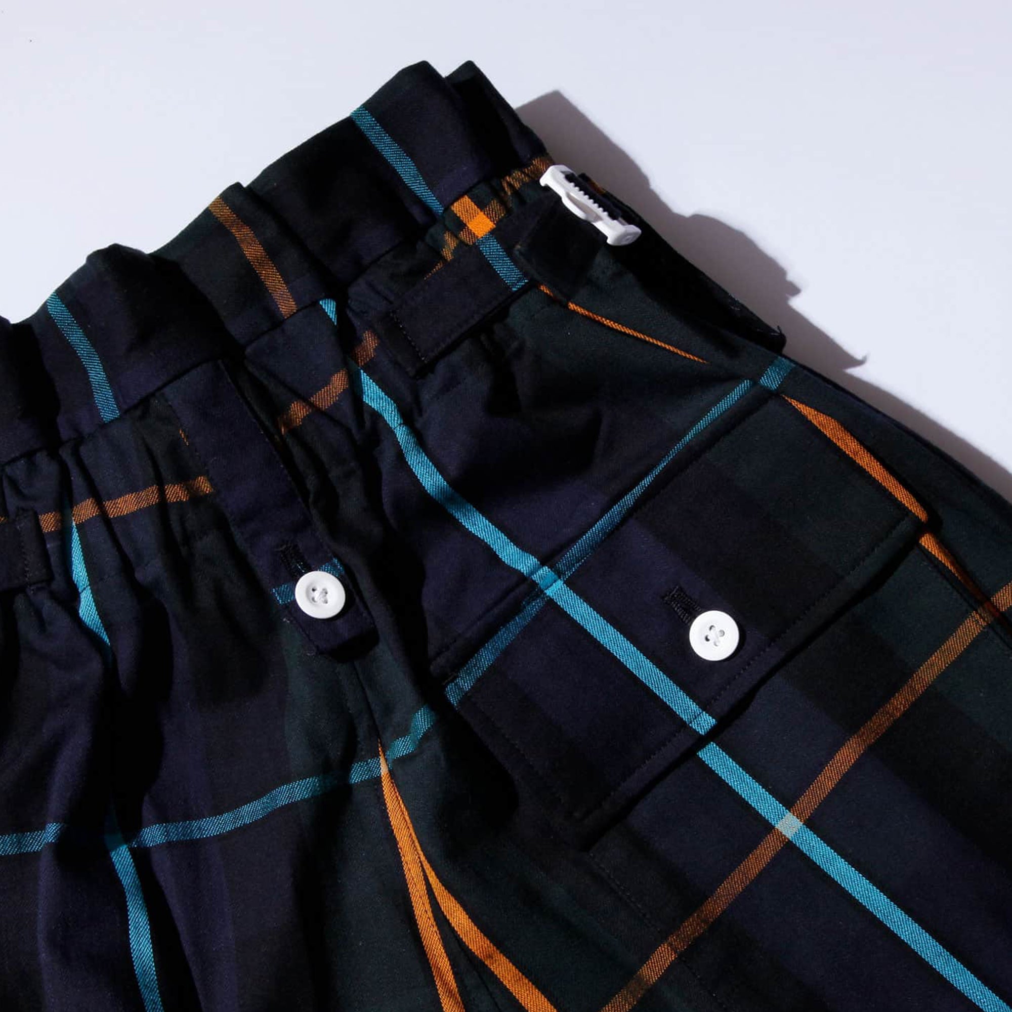 PLAID EASY FATIGUE PANTS - NAVY