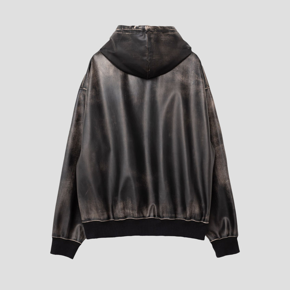 SYNTHETIC LEATHER HOODIE