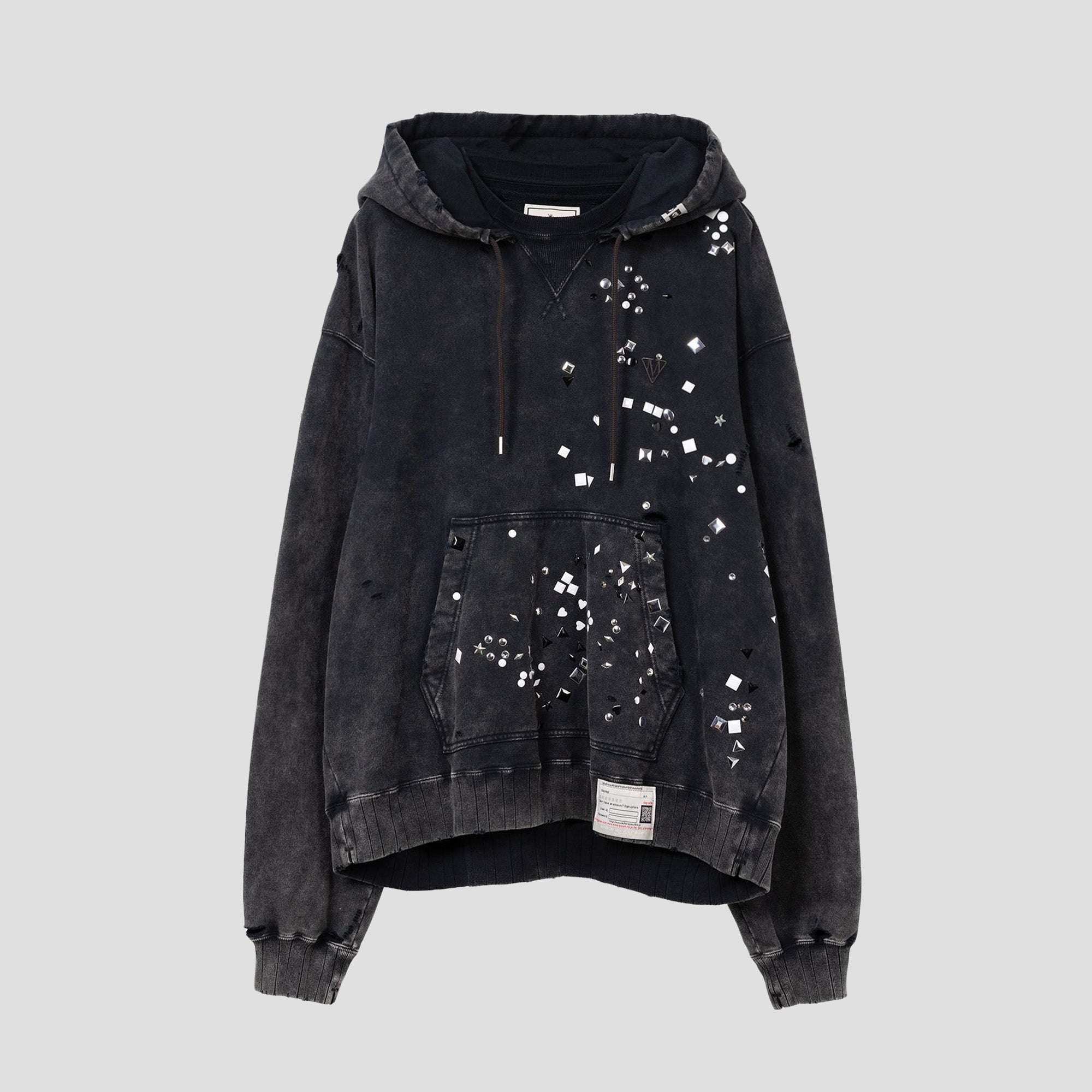 EMBELLISHED BLEACHED HOODIE
