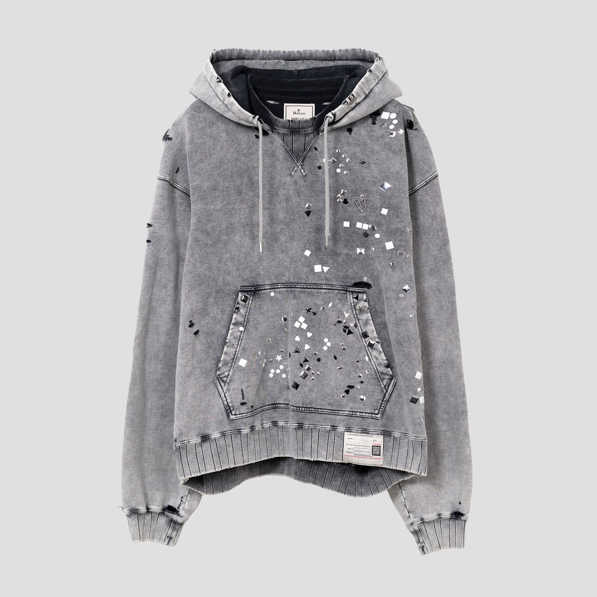 EMBELLISHED BLEACHED HOODIE