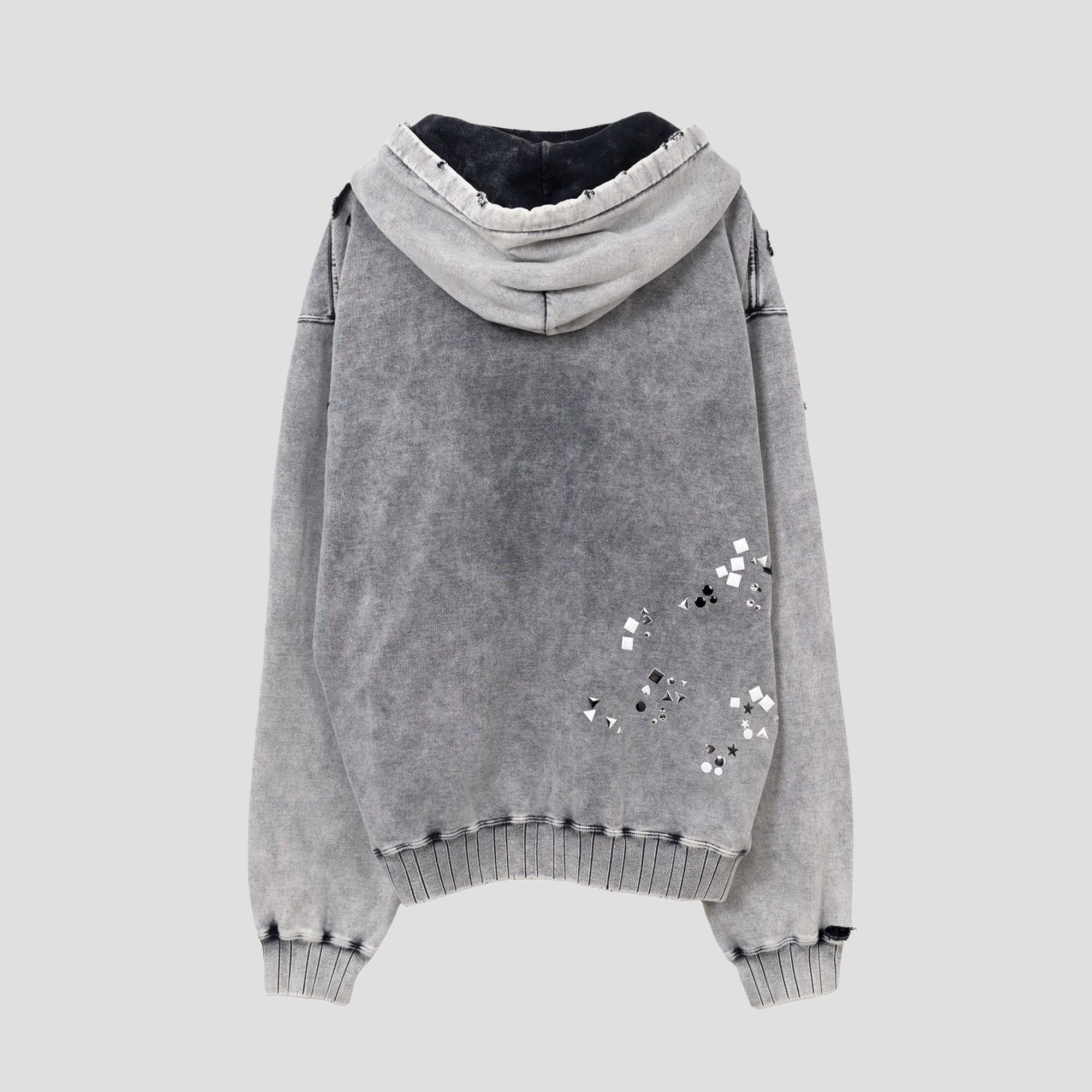 EMBELLISHED BLEACHED HOODIE