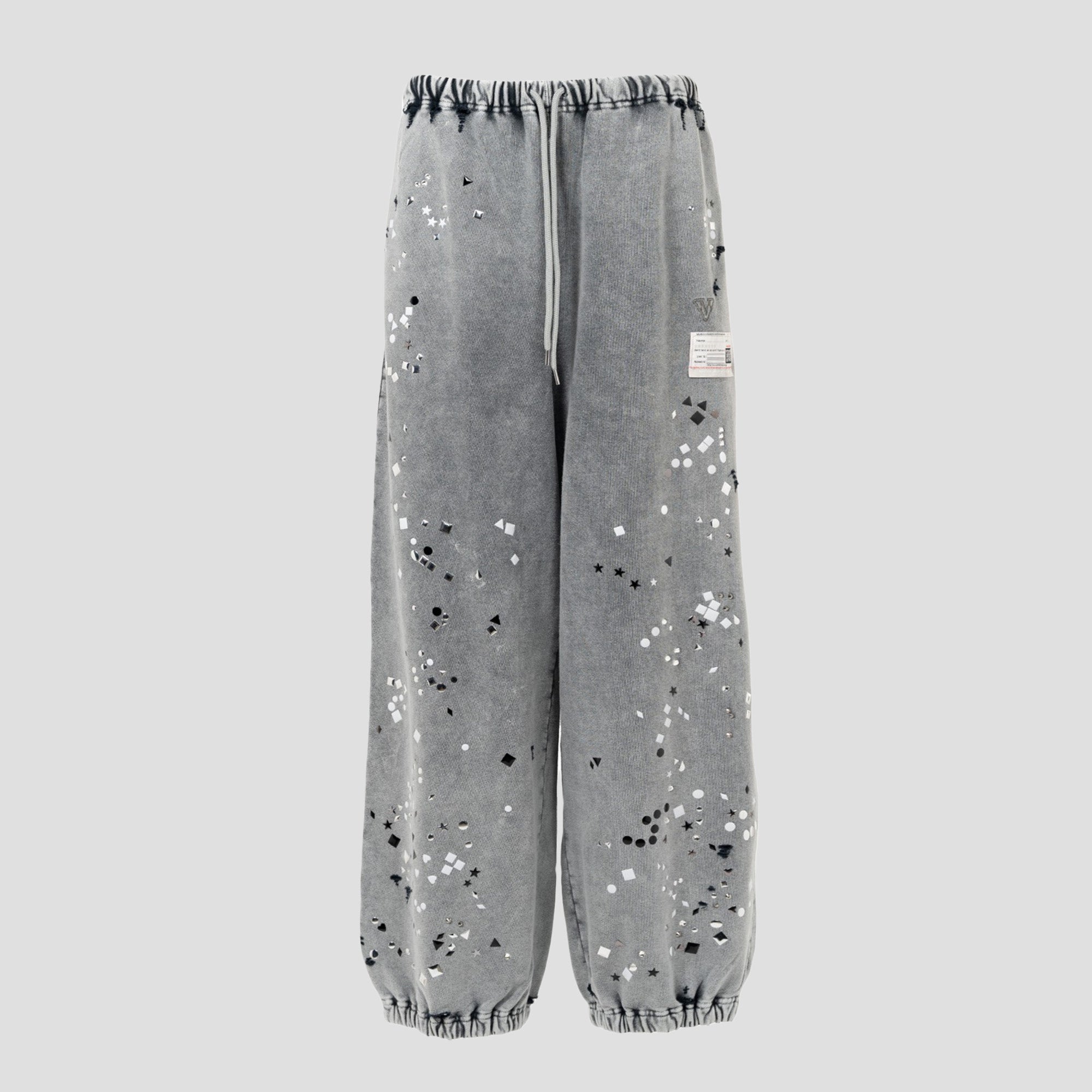 EMBELLISHED BLEACHED SWEAT PANTS