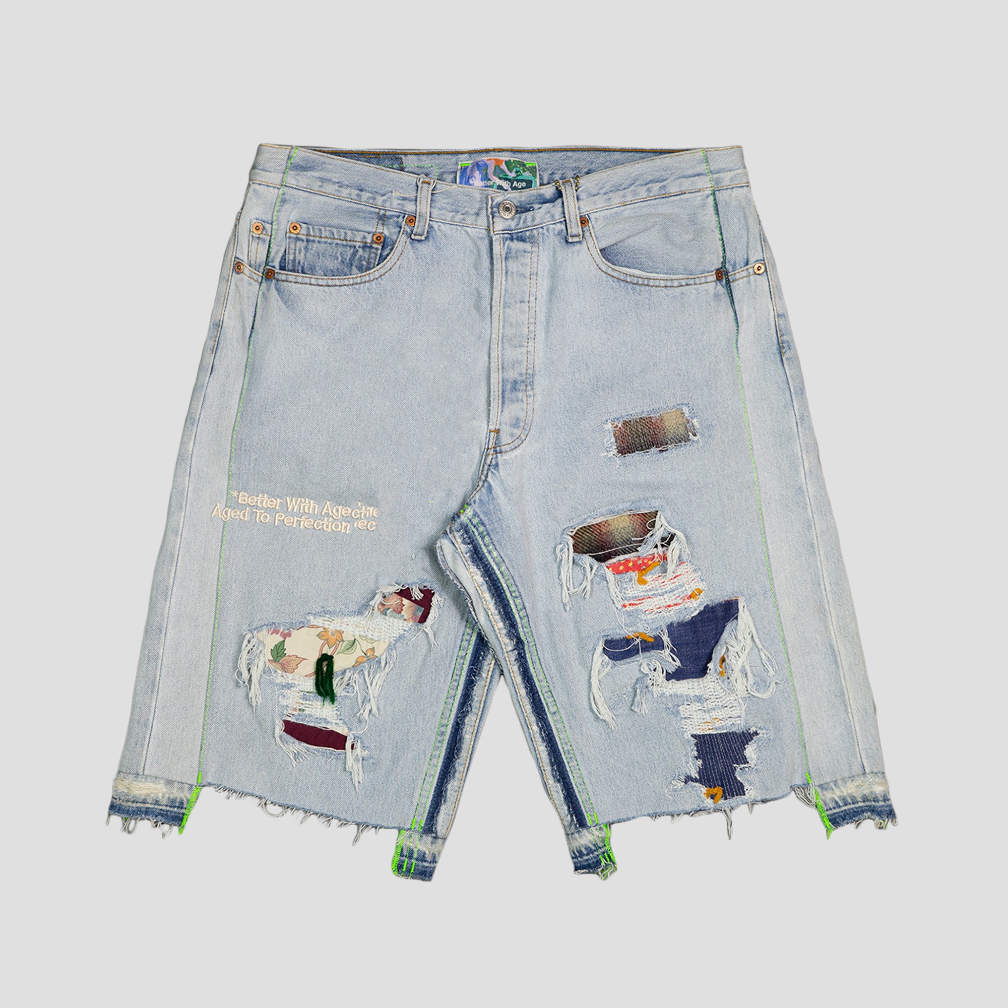 MONROE TRIPLE-WIDE DENIM REPAIR SHORT