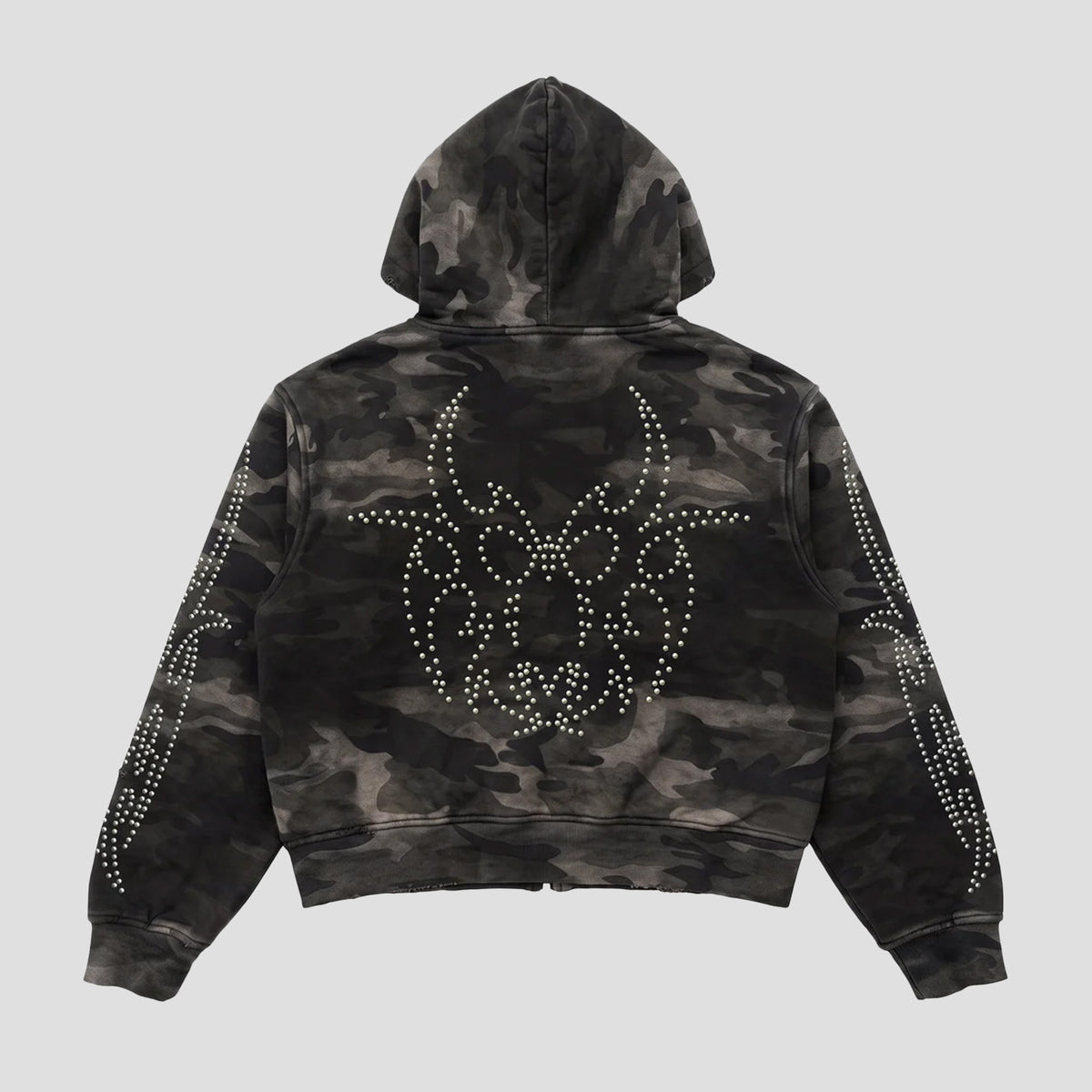 CAMO STUDDED WAFFLE HOODIE