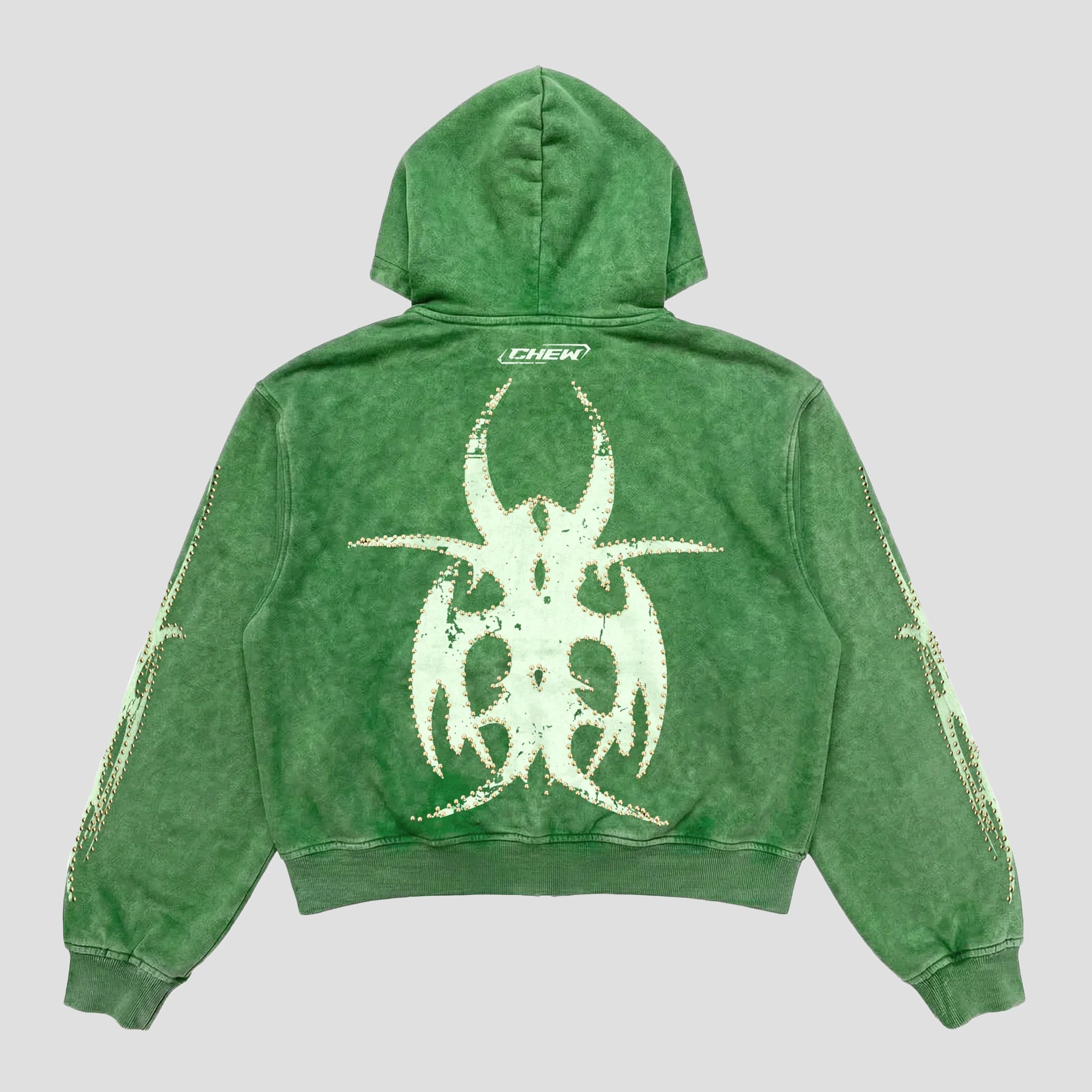 GREEN ROSE GOLD STUDDED ZIP-UP