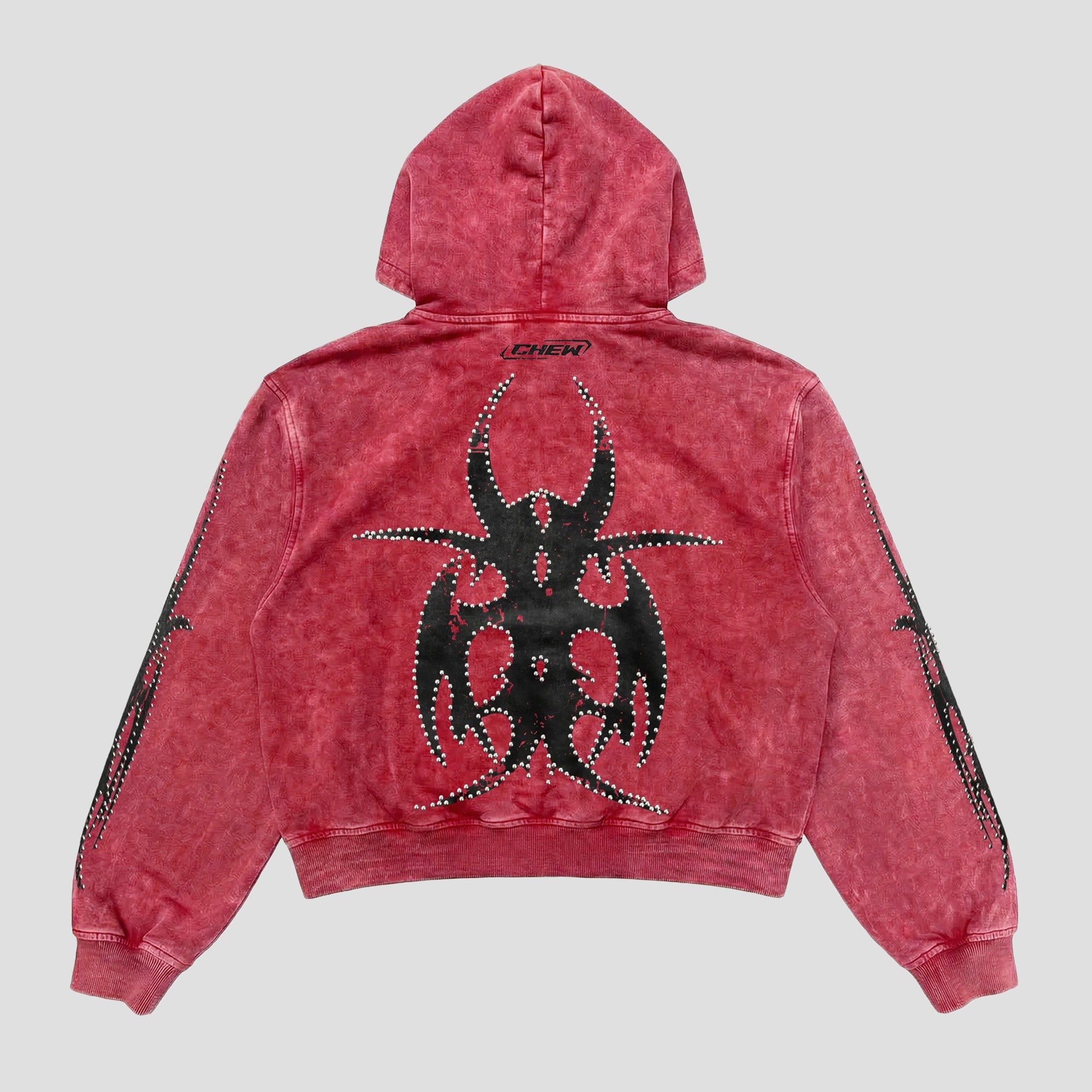 RED SILVER STUDDED ROACH ZIP-UP