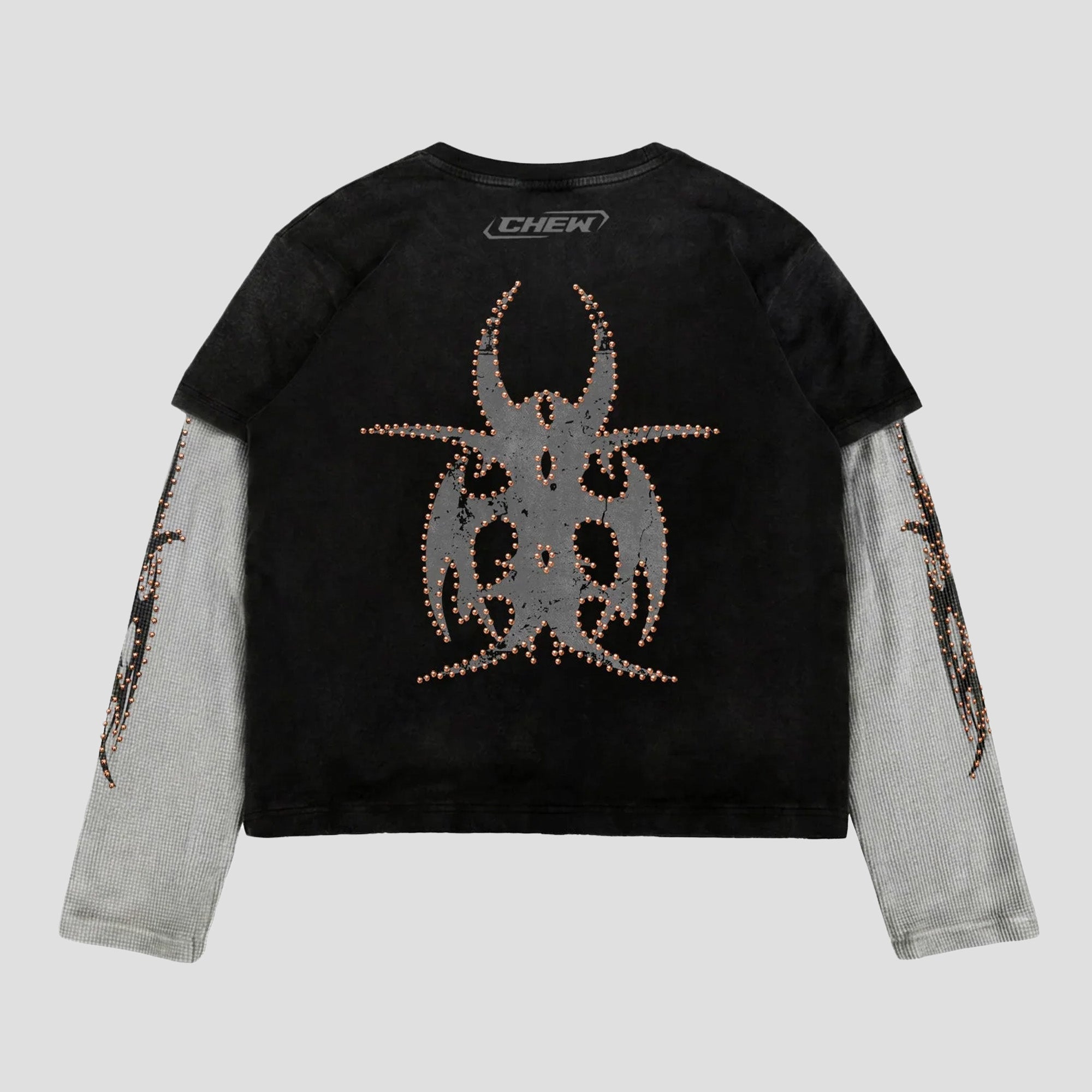 BLACK ROSE GOLD STUDDED ROACH L/S T-SHIRTS