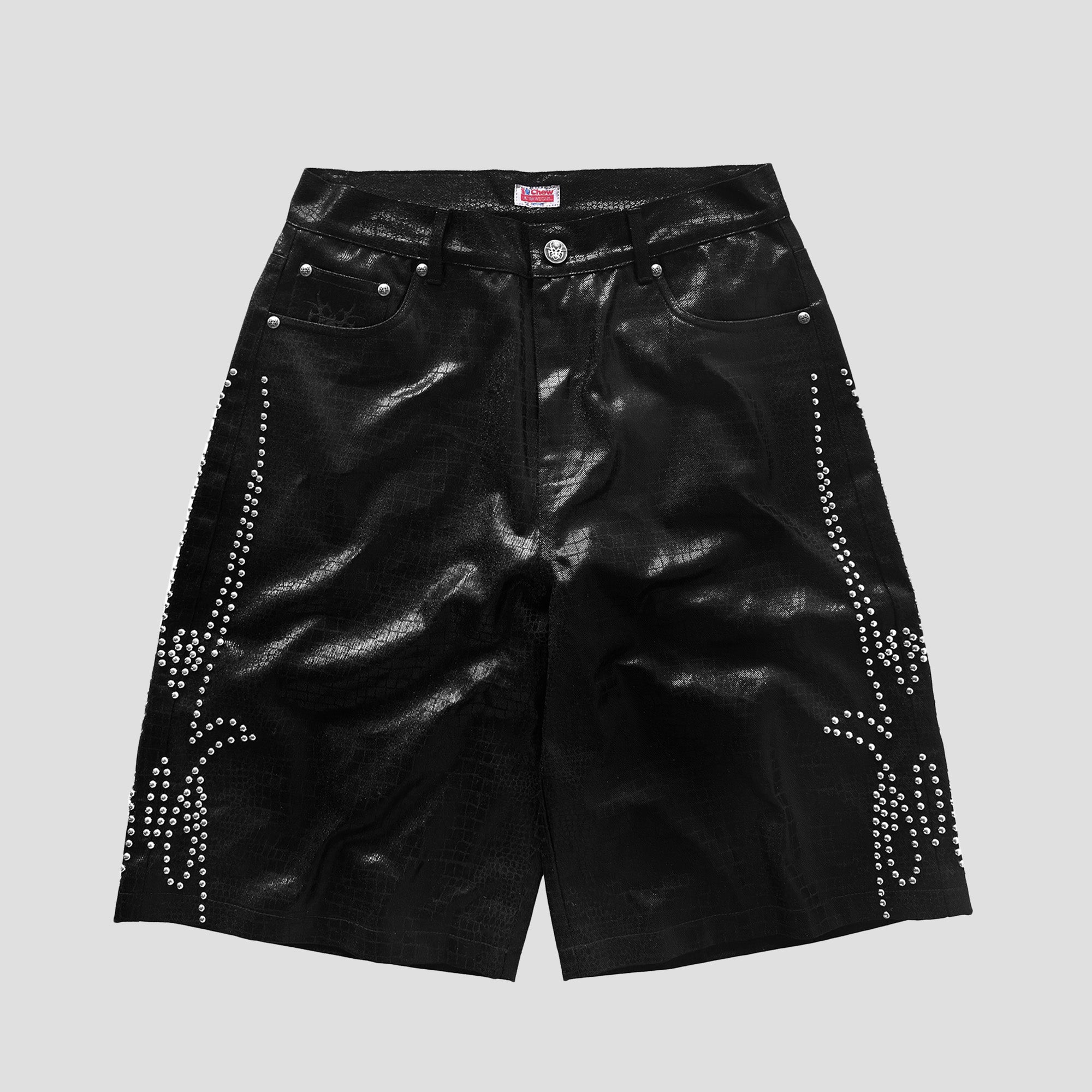 STUDDED ROACH REPTILIAN SHORTS