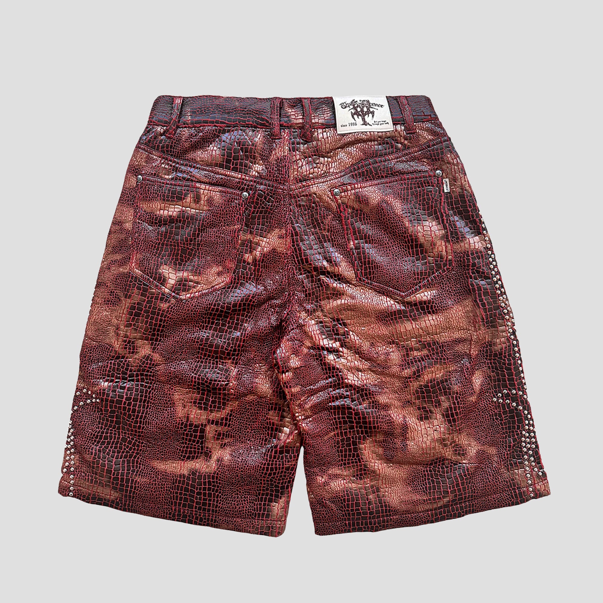 STUDDED ROACH REPTILIAN SHORTS