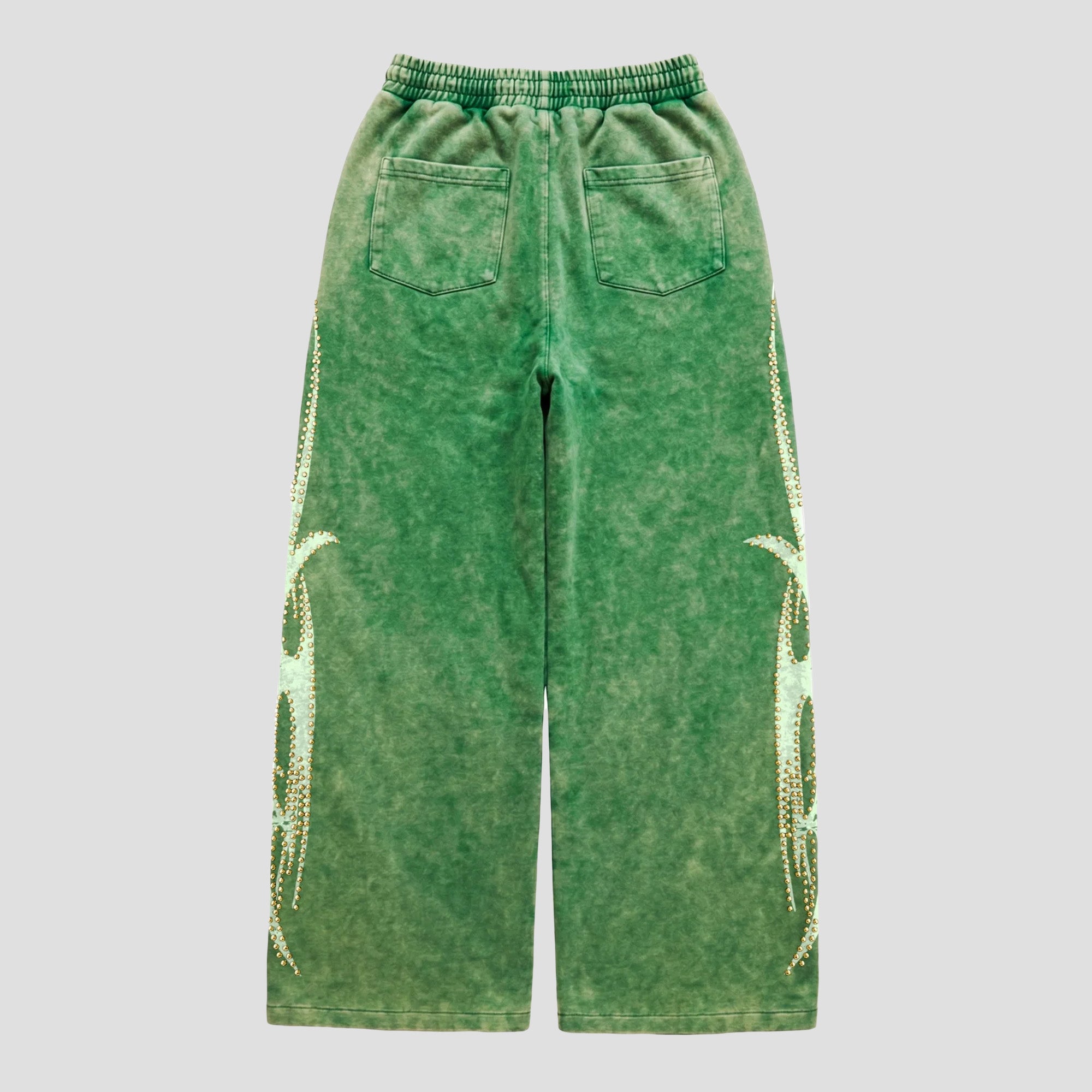 GREEN ROSE GOLD STUDDED SWEATPANTS