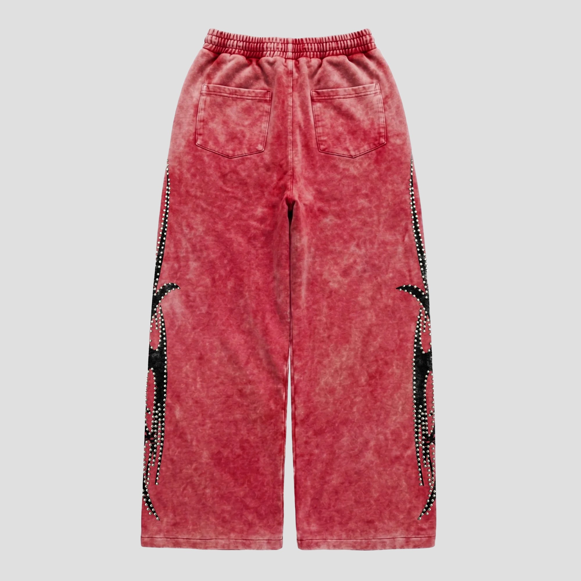 RED SILVER STUDDED SWEATPANTS