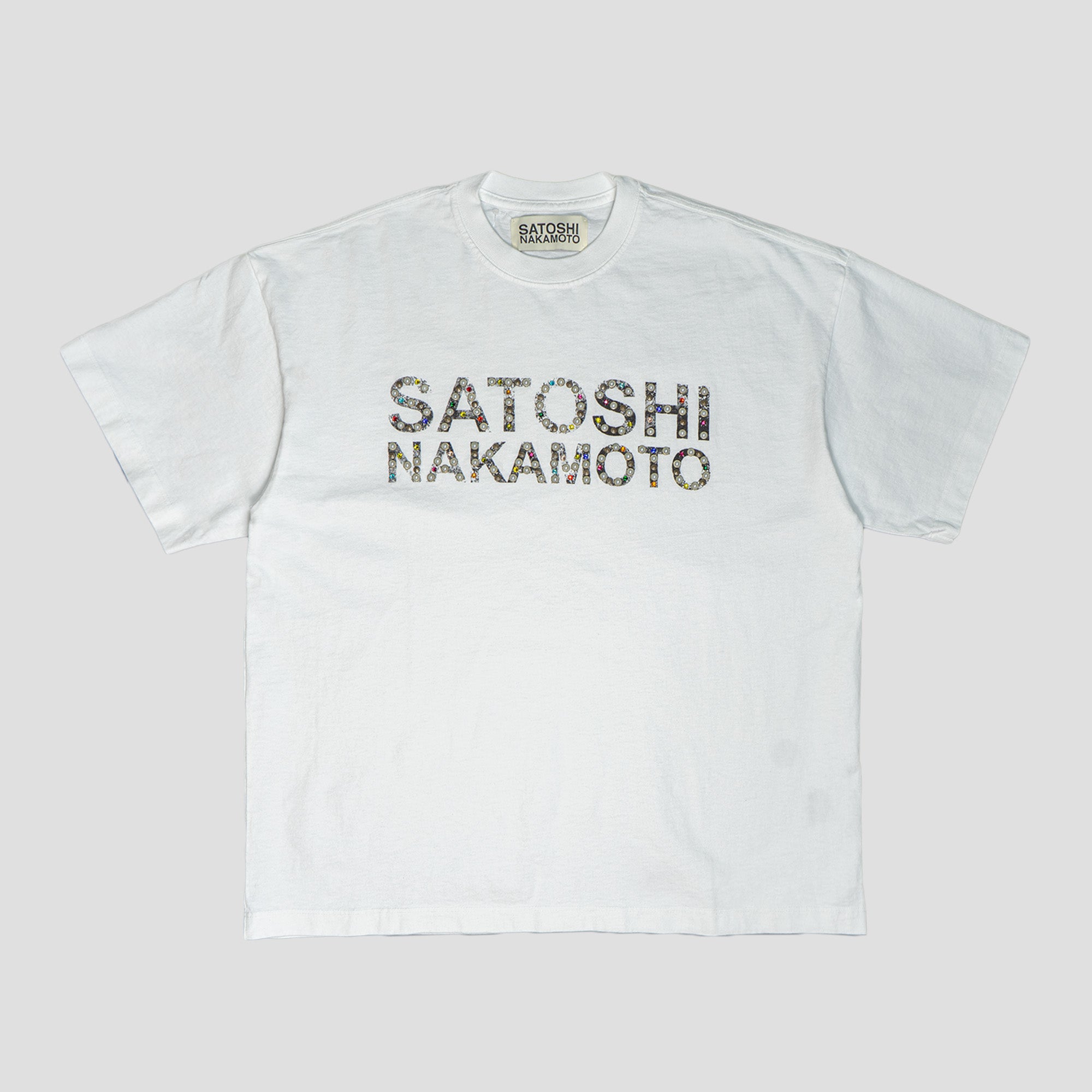 SATOSHI NAKAMOTO - PEARL STUDDED LOGO T-SHIRTS