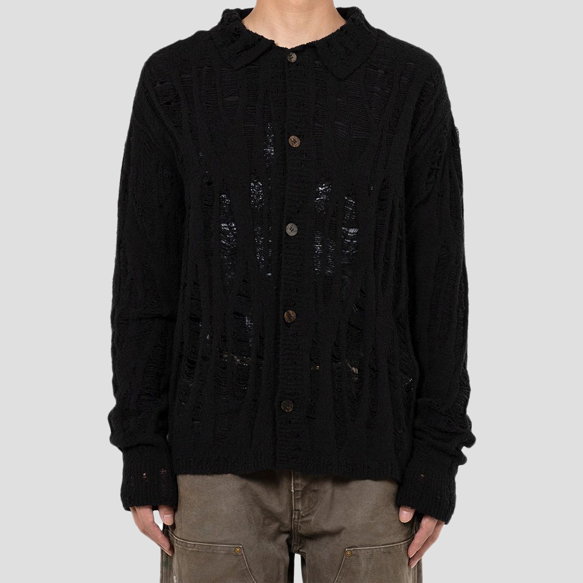 DISTRESSED KNIT CARDIGAN