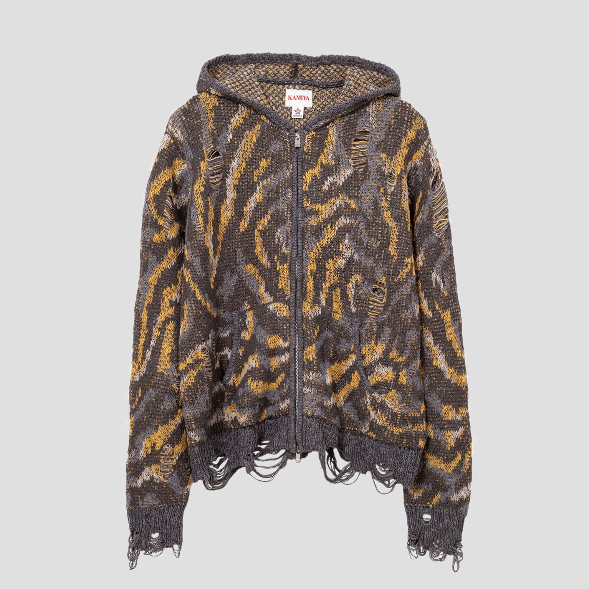 CAMO ZIP-UP KNIT CARDIGANS