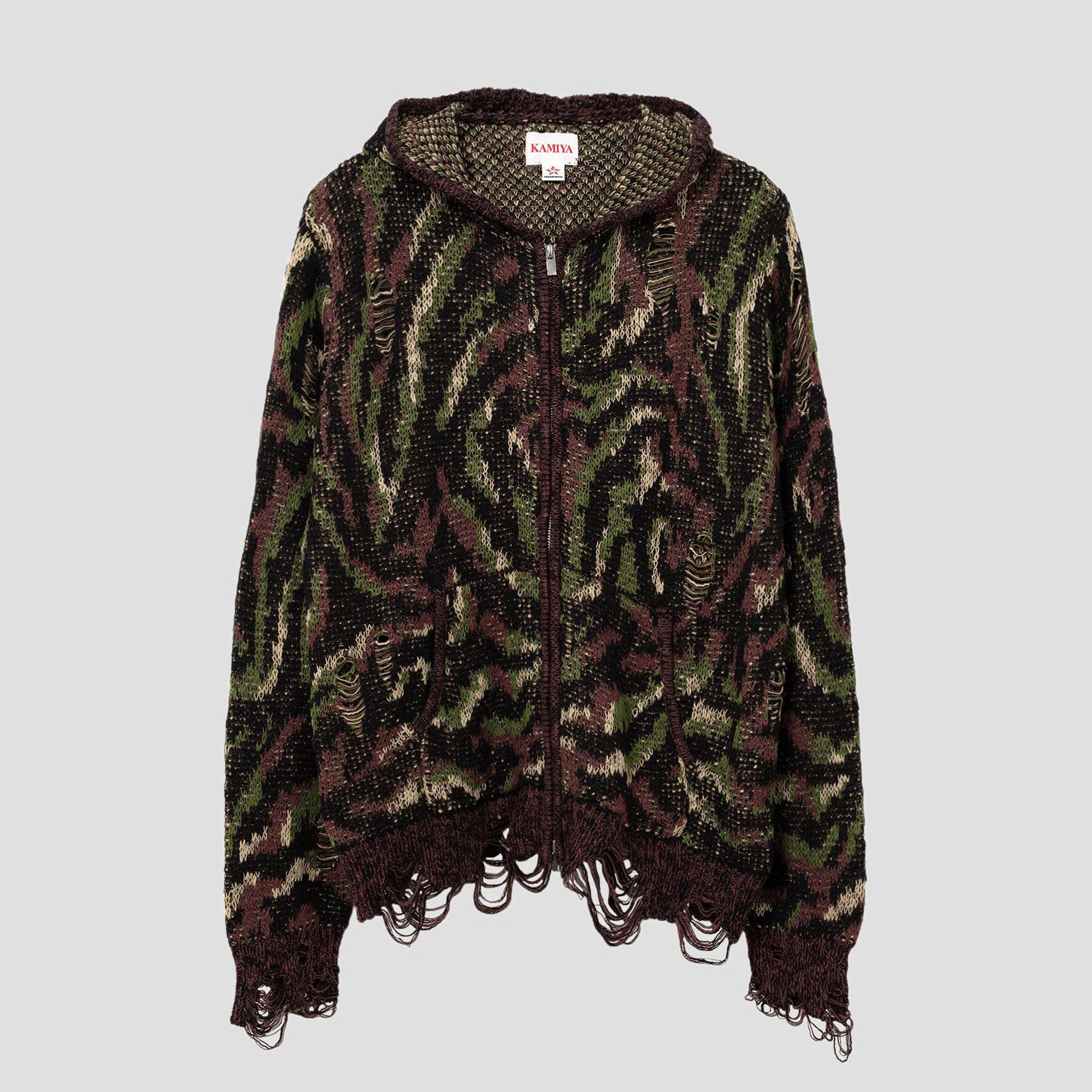 CAMO ZIP-UP KNIT CARDIGANS