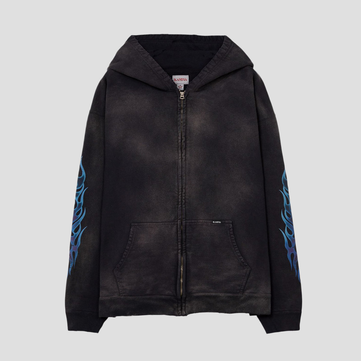 KAMIYA - FIRE DISTRESSED ZIP HOODIE