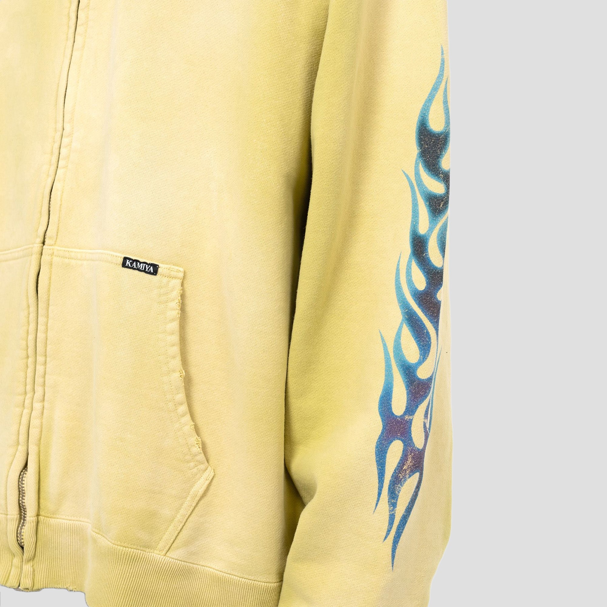 FIRE DISTRESSED ZIP HOODIE