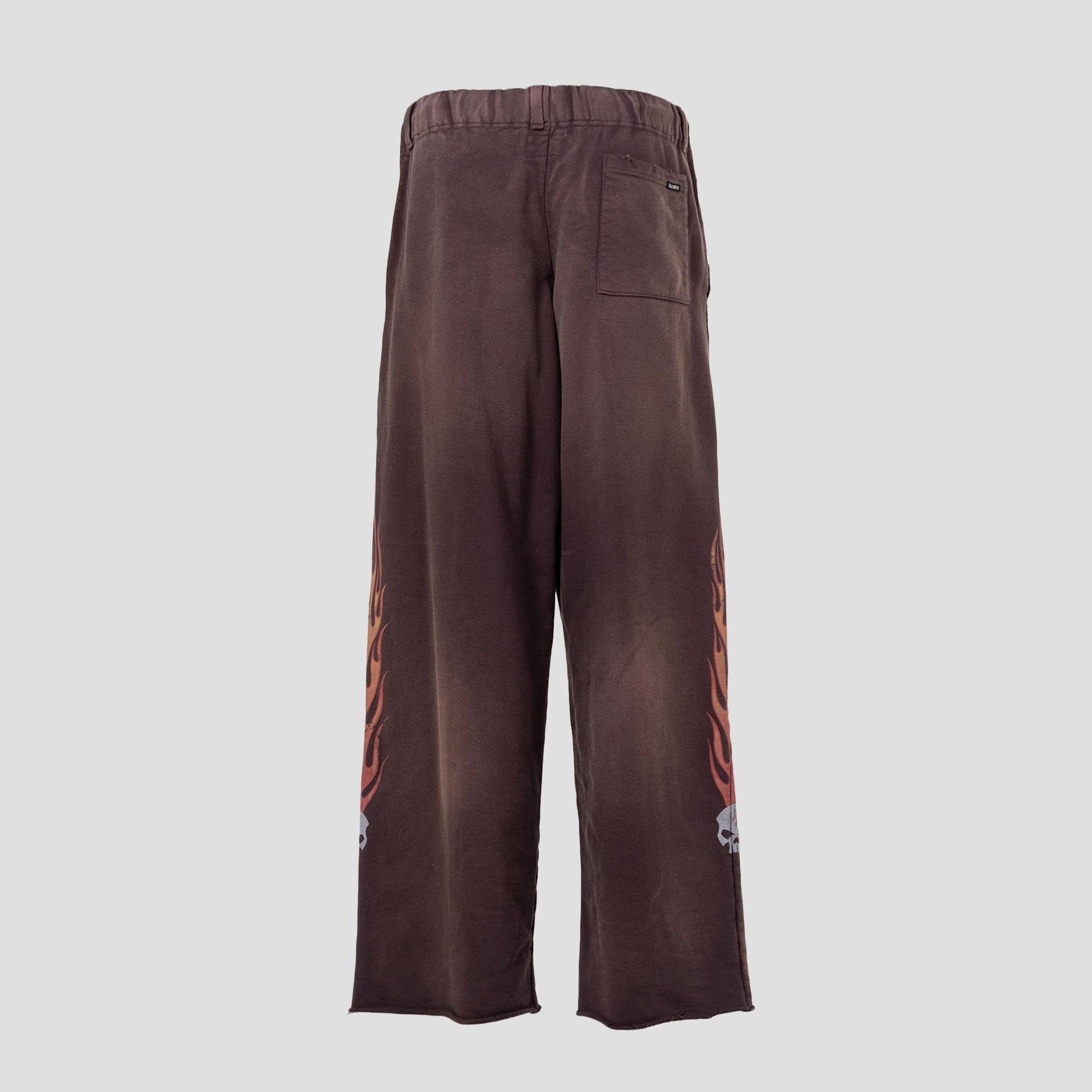 SKULL FLAME DISTRESSED SWEAT PANTS