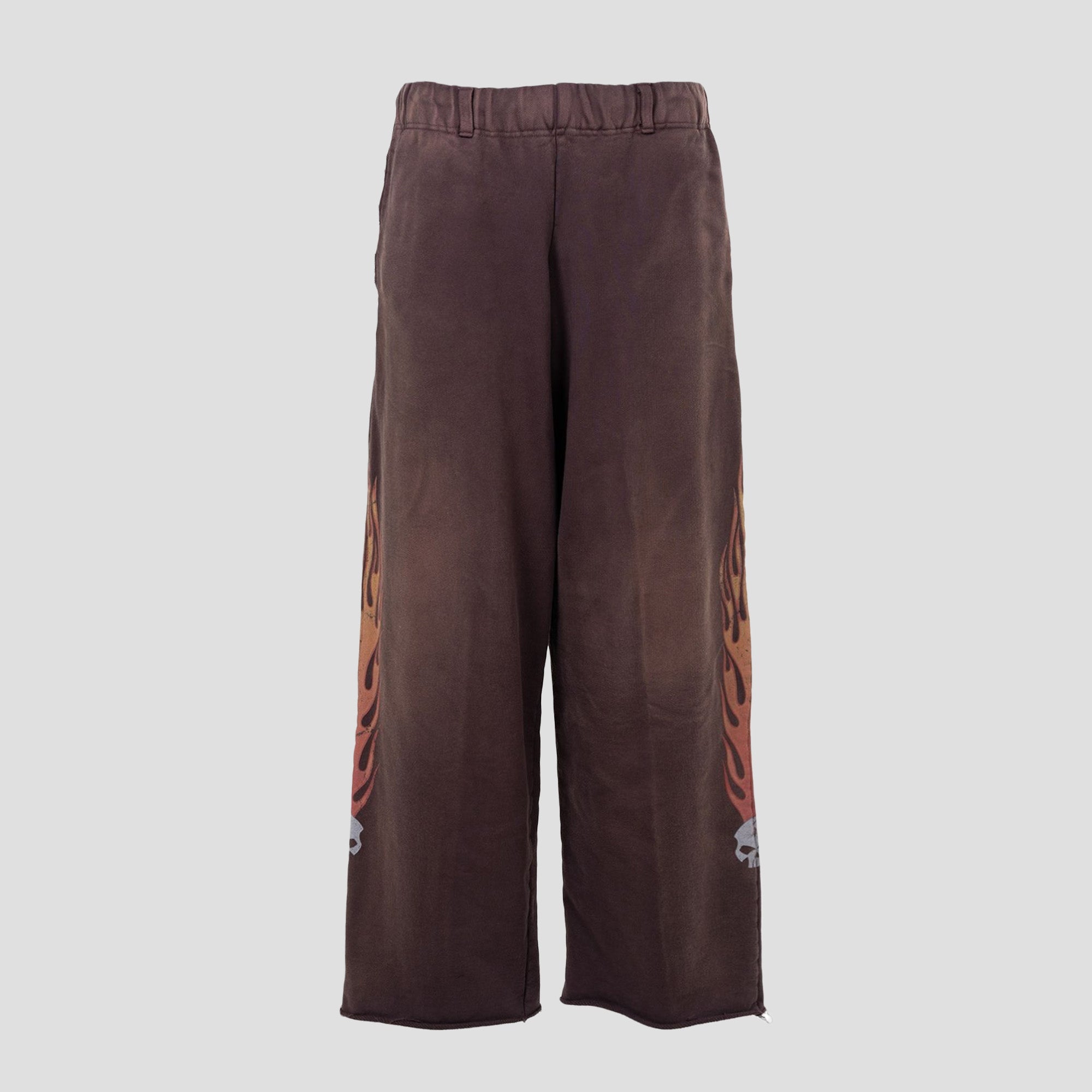 SKULL FLAME DISTRESSED SWEAT PANTS