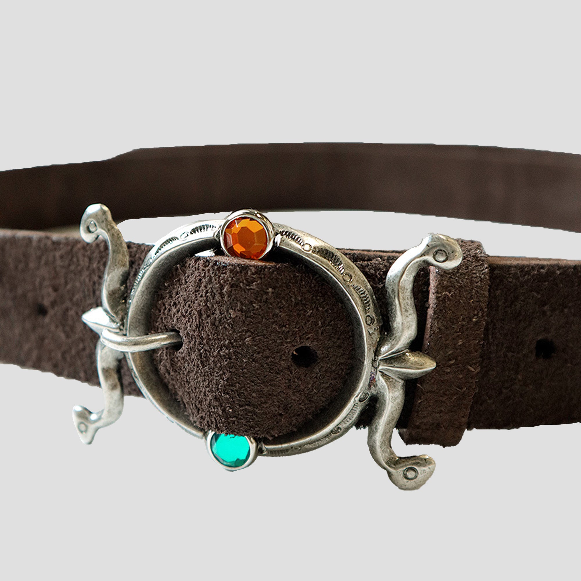 SUEDE BELT WITH STERLING SILVER BUCKLE (EXTRA LONG)