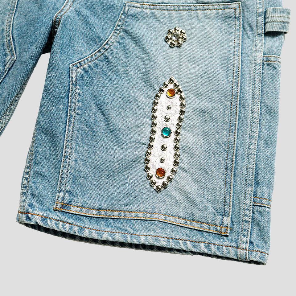 14oz DENIM SHORTS (STUDS REMAKE)