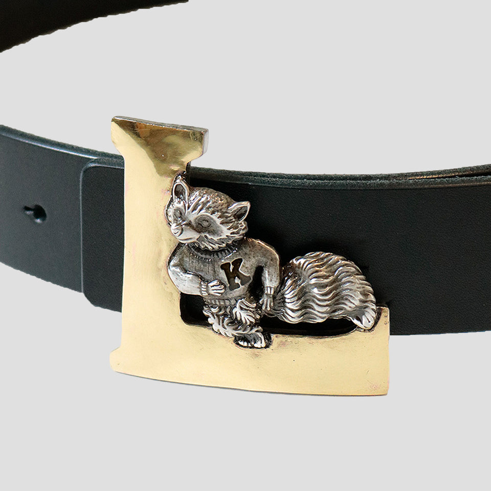 LEATHER LAUNDRY RACOON BUCKLE BELT