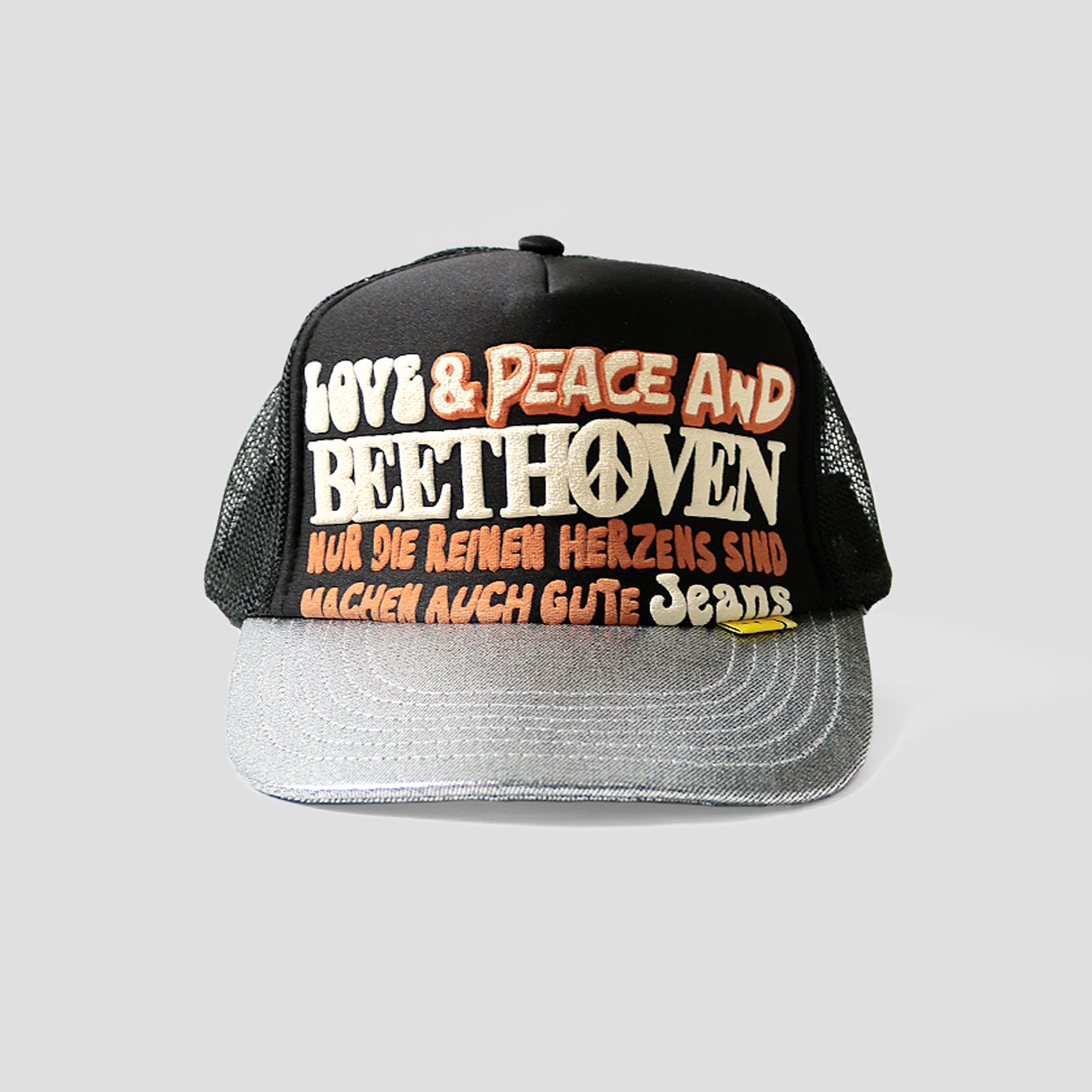 LOVE & PEACE BEETHOVEN SILVER BRIM TRUCKER HAT