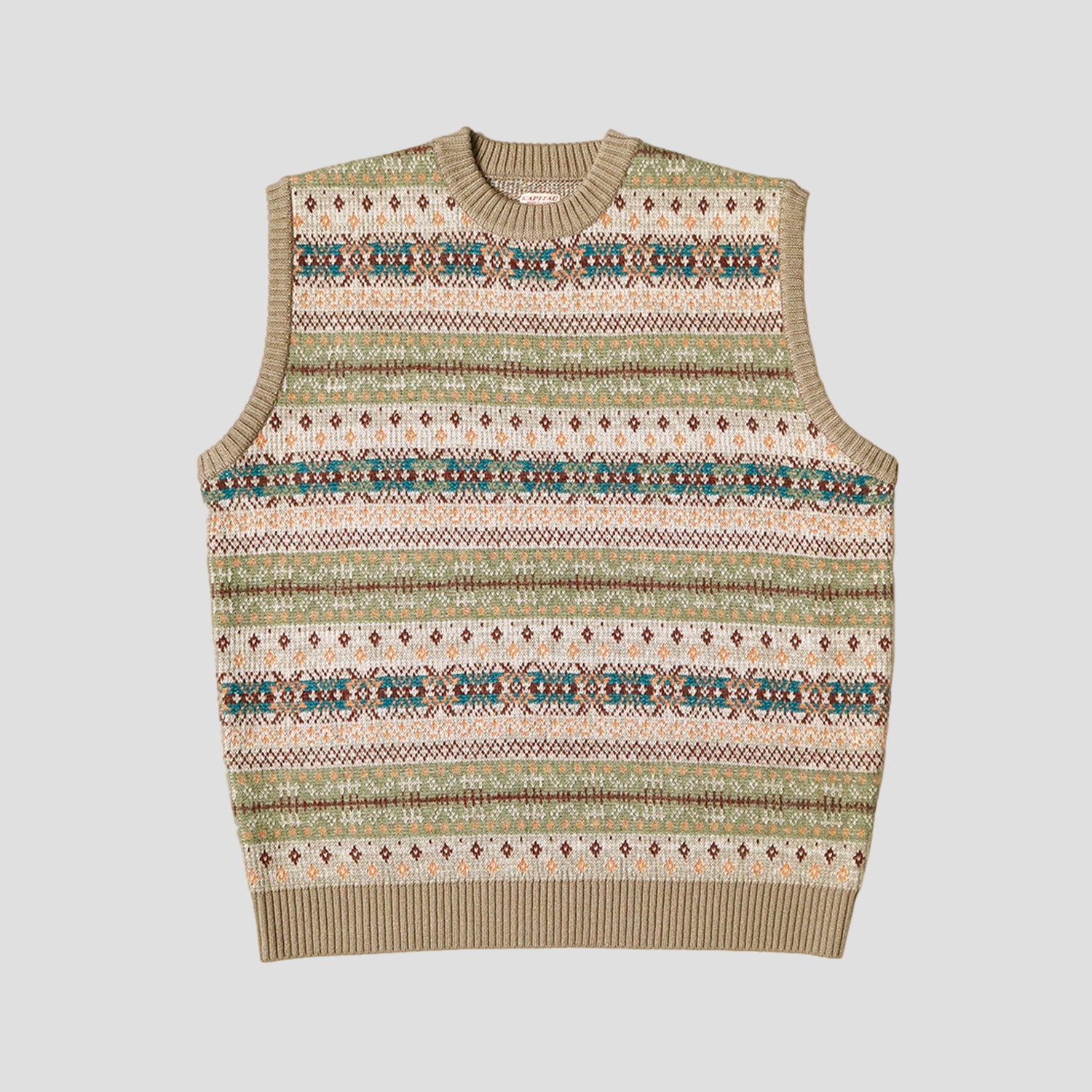 7G WOOL FAIRISLE BONE VEST