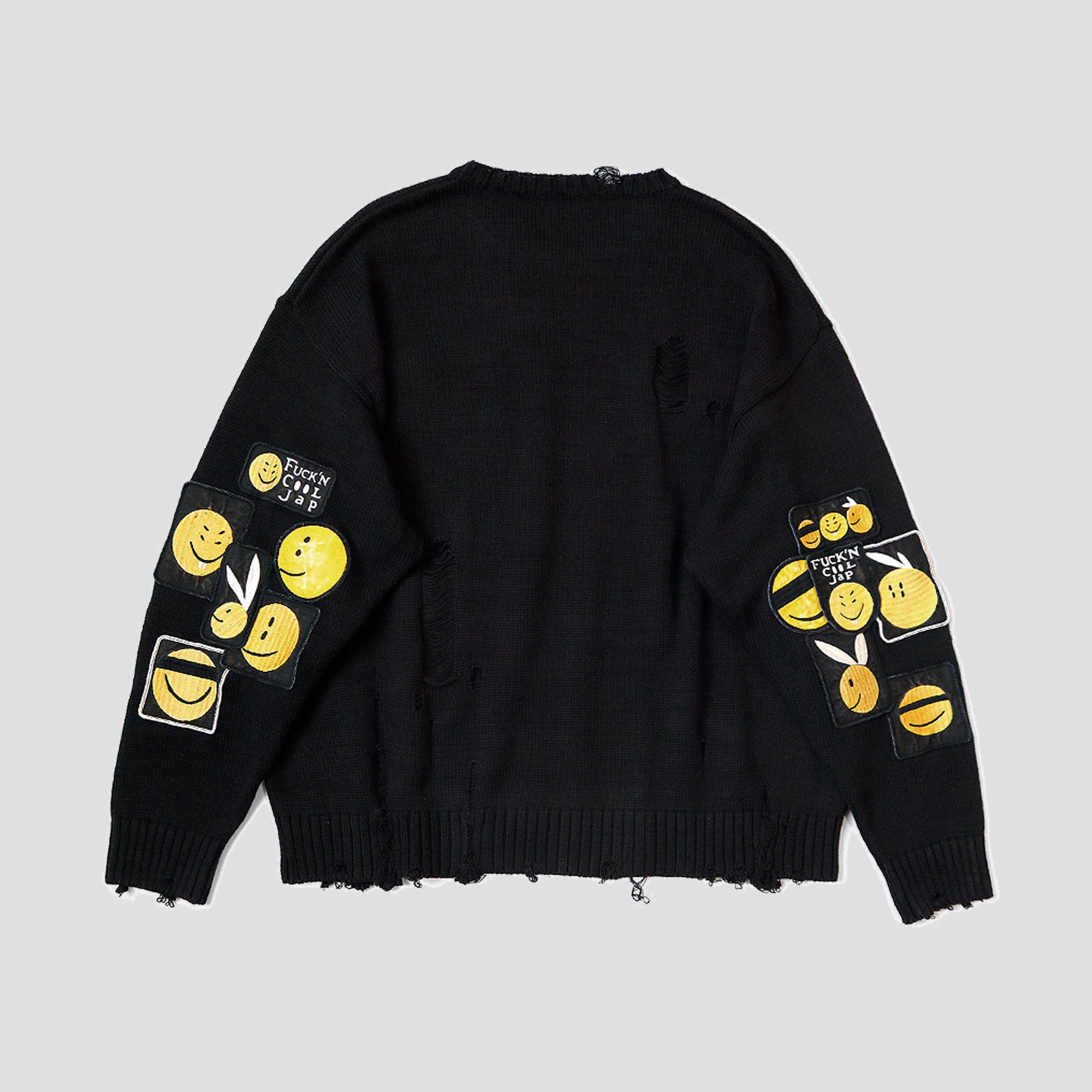 5G COTTON KNIT CREW SWEATER (SMILE PATCHES)