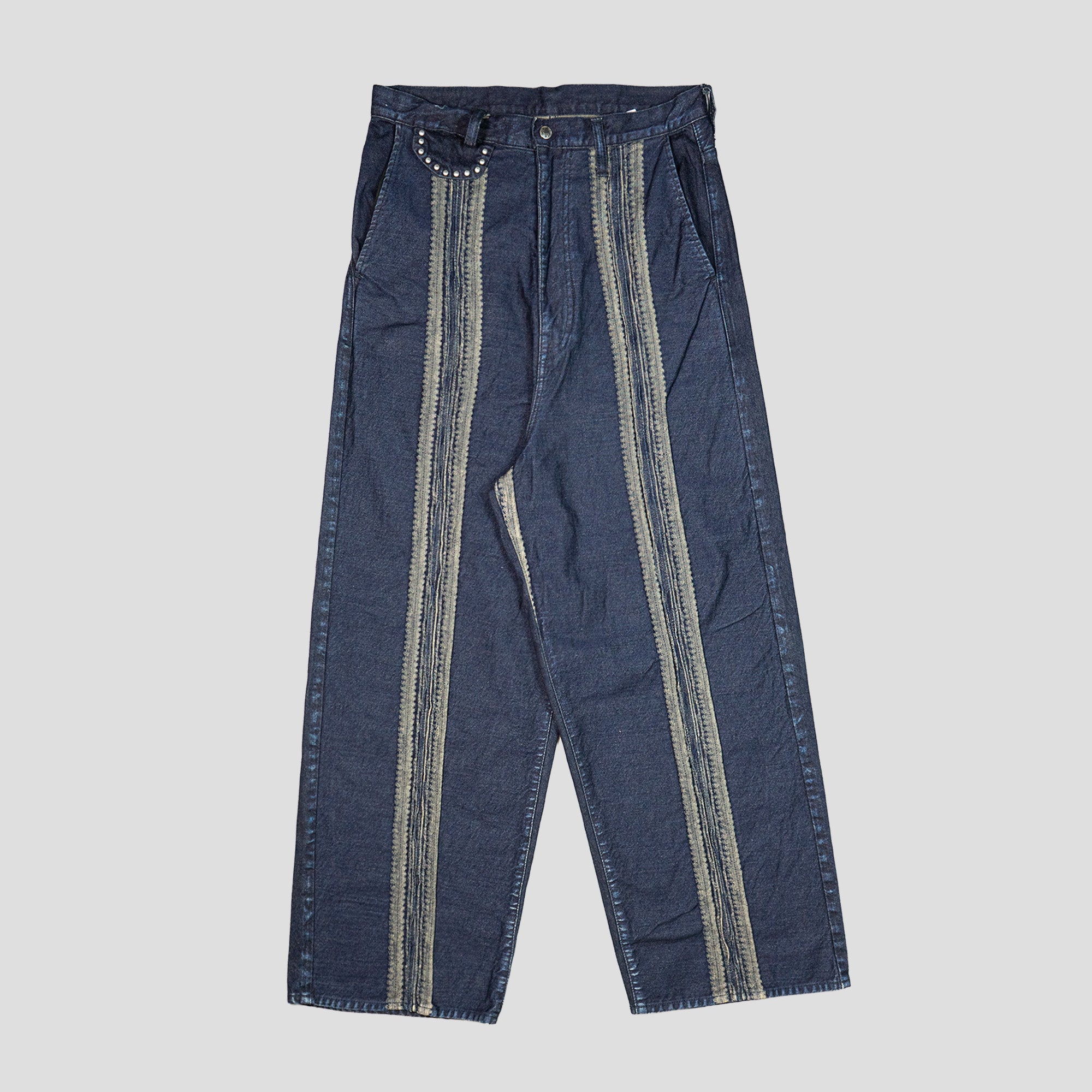 12oz YAGASURI JACQUARD DENIM BAGGY PANTS