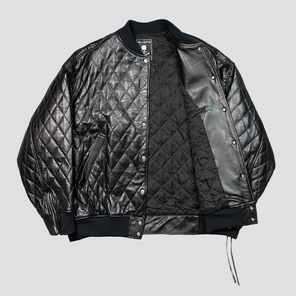 LEATEHER QUILTED VARSITY JACKET