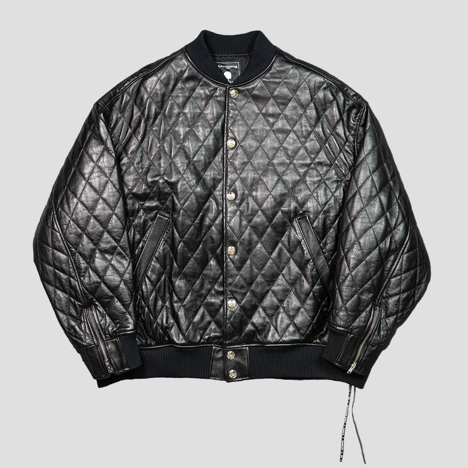 LEATEHER QUILTED VARSITY JACKET