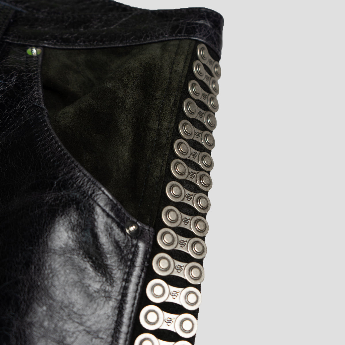 CHOPPER CHAIN LEATHER WESTERN PANTS