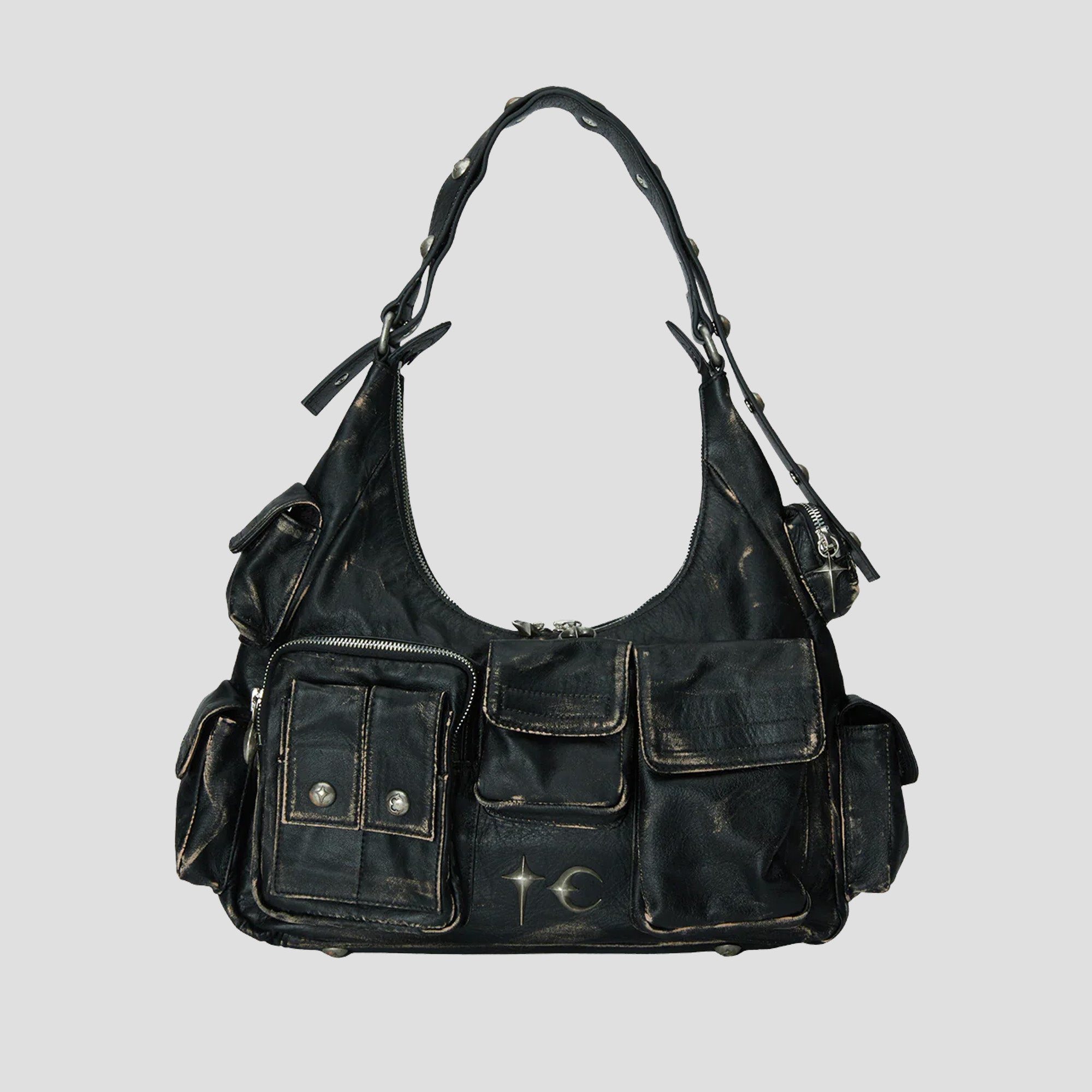 WASHED LEATHER MULTI POCKETS BAG