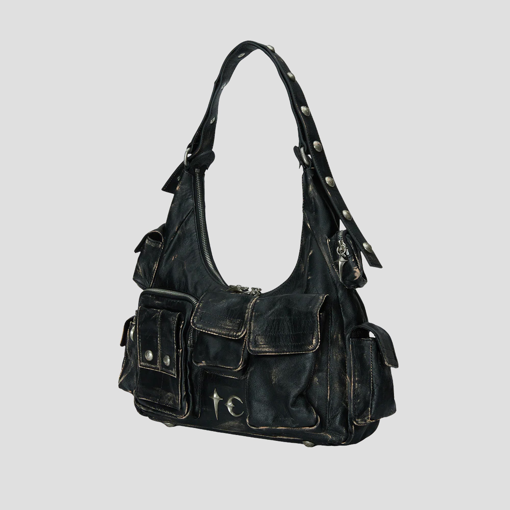 WASHED LEATHER MULTI POCKETS BAG