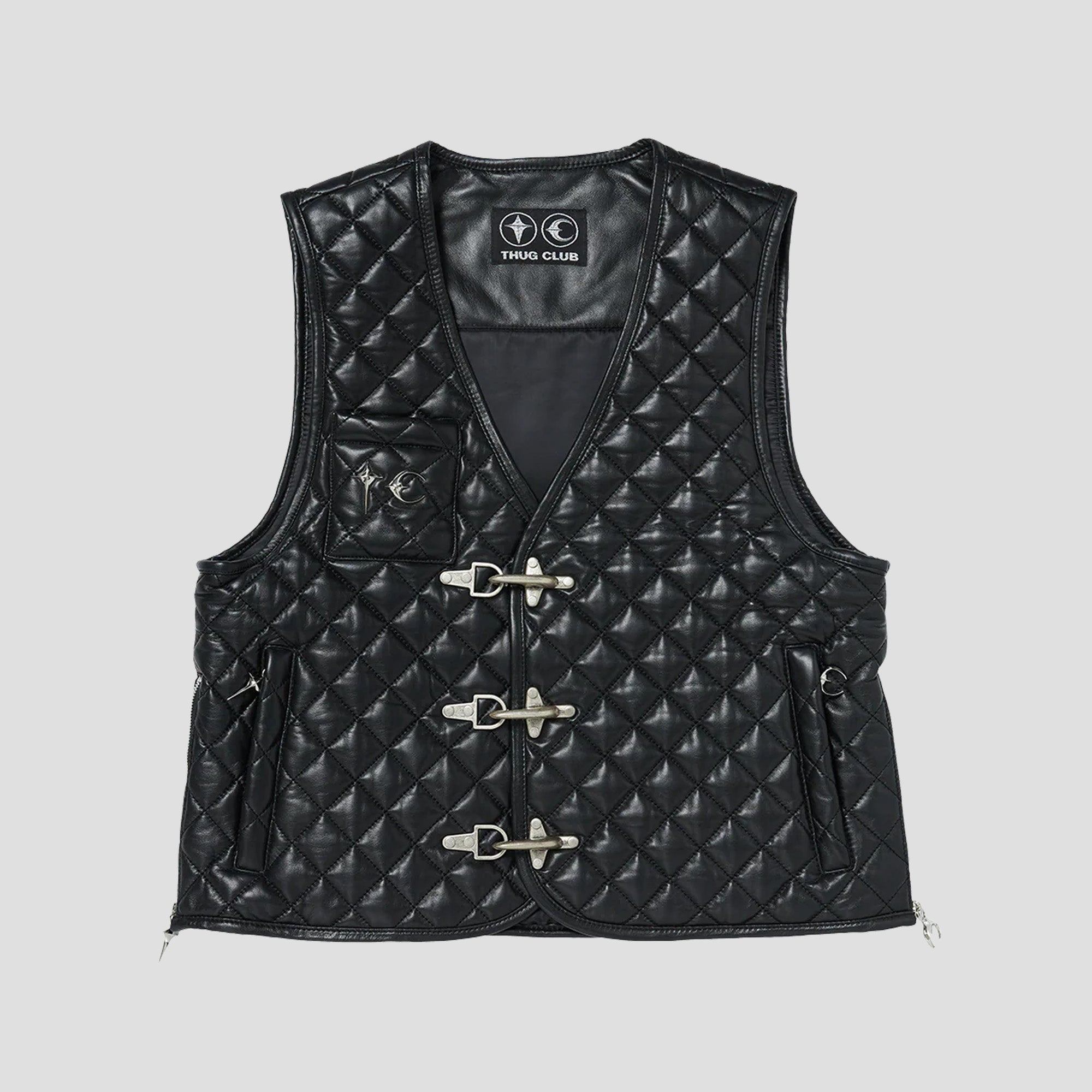 TC BONE LEATHER QUILTED VEST