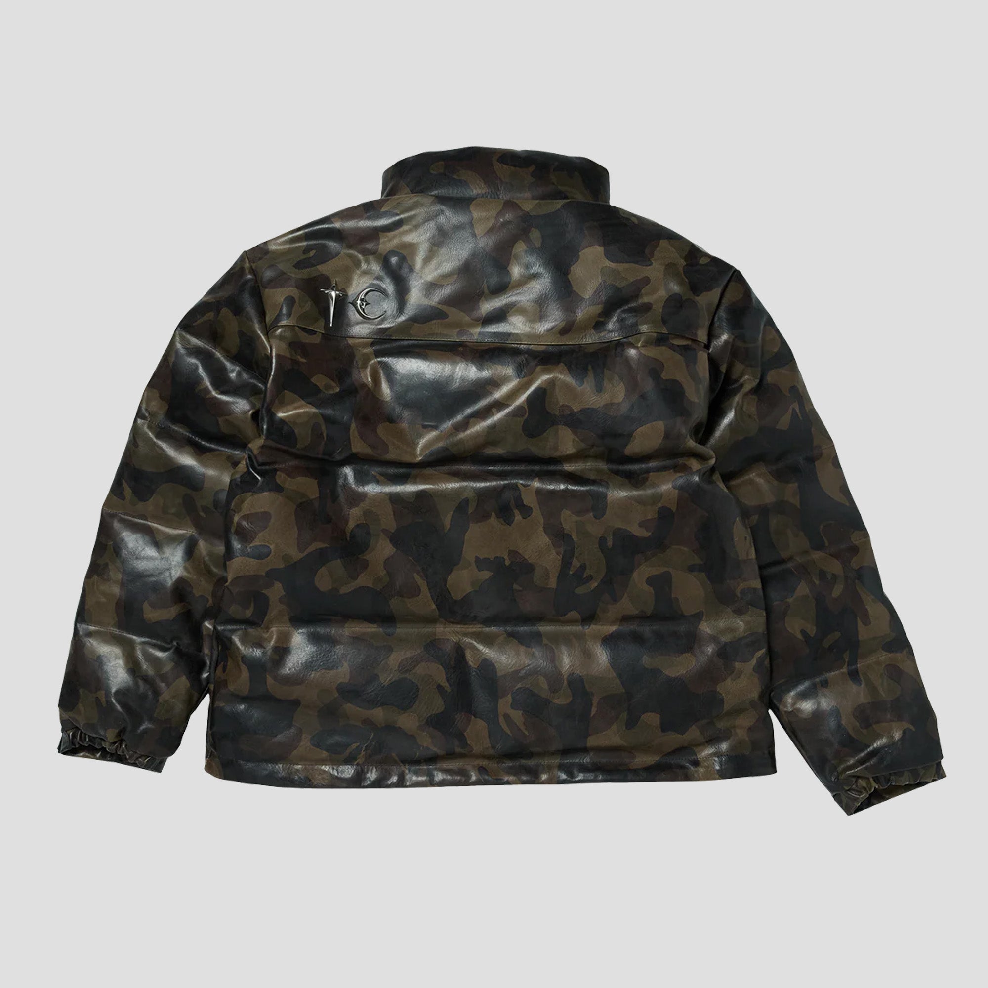 CAMO LEATHER PUFFER JACKET