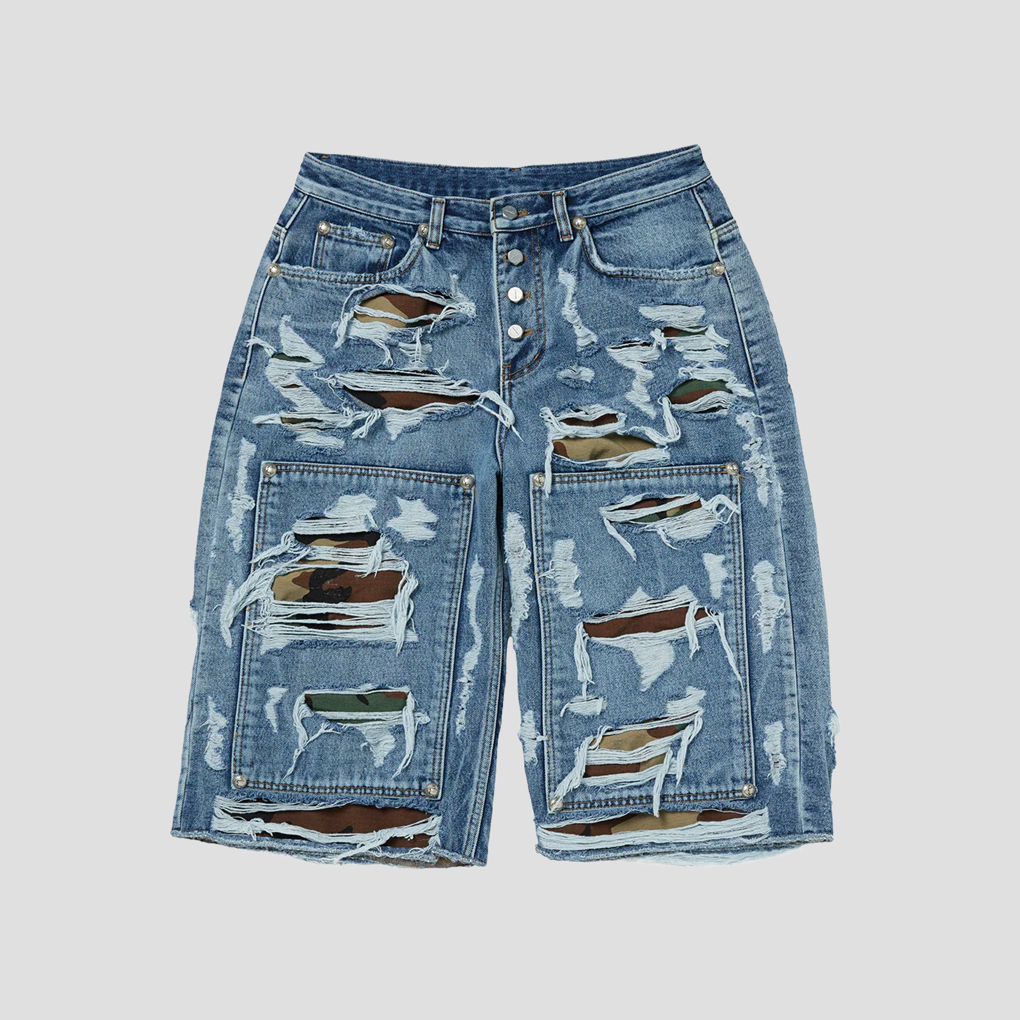 HELL CAMO DENIM SHORTS