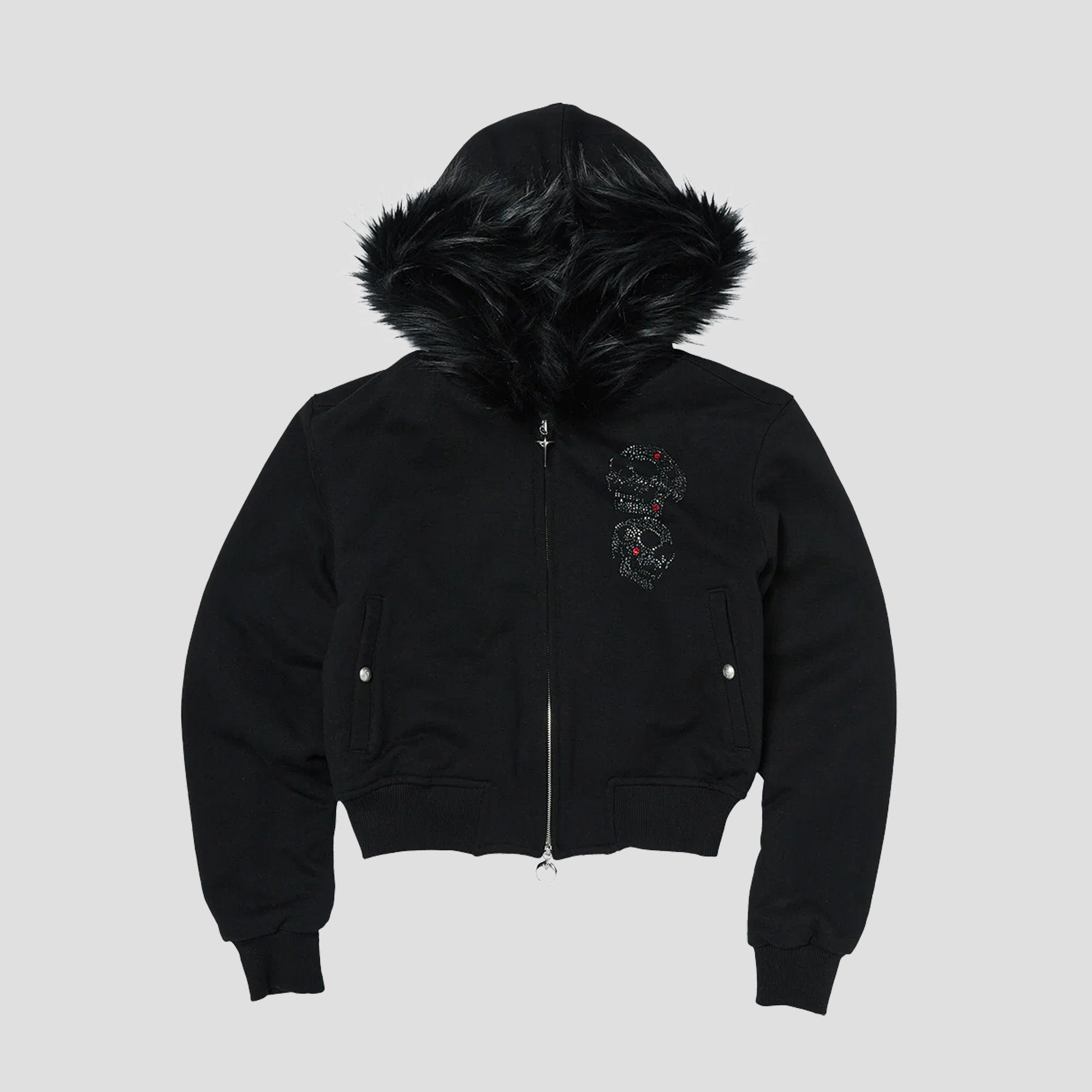 TC ANGEL CRYSTAL EMBELLISHED HOODED ZIP-UP