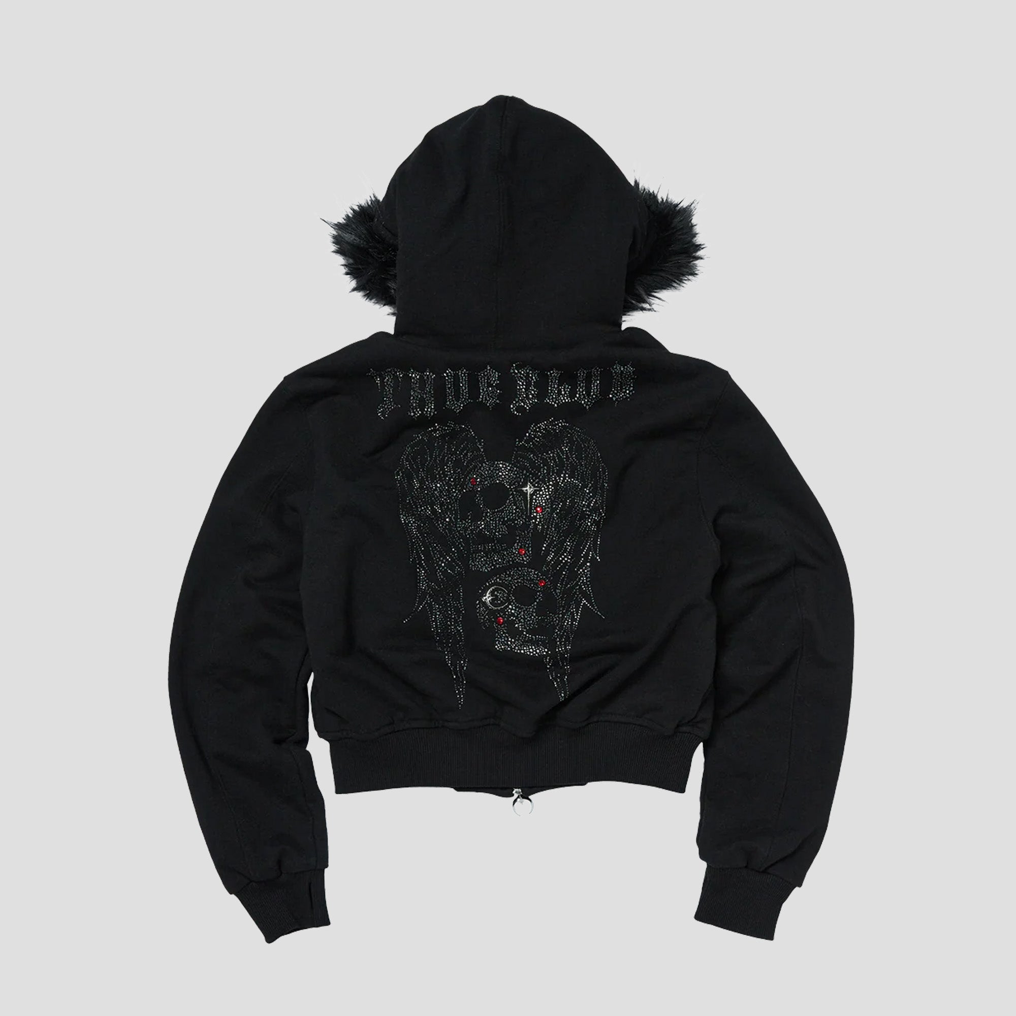 TC ANGEL CRYSTAL EMBELLISHED HOODED ZIP-UP